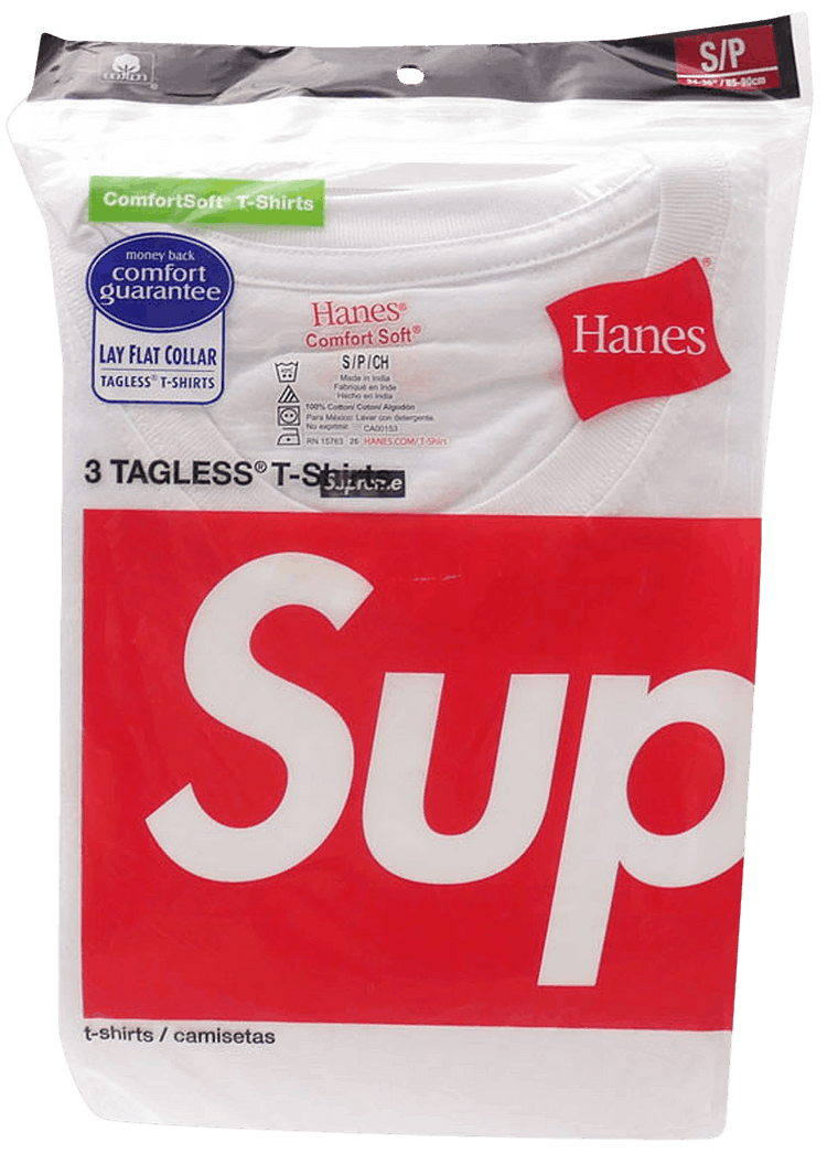 Buy Supreme x Hanes Tagless Tees 3 Pack White 99HAA23 WHITE GOAT UK