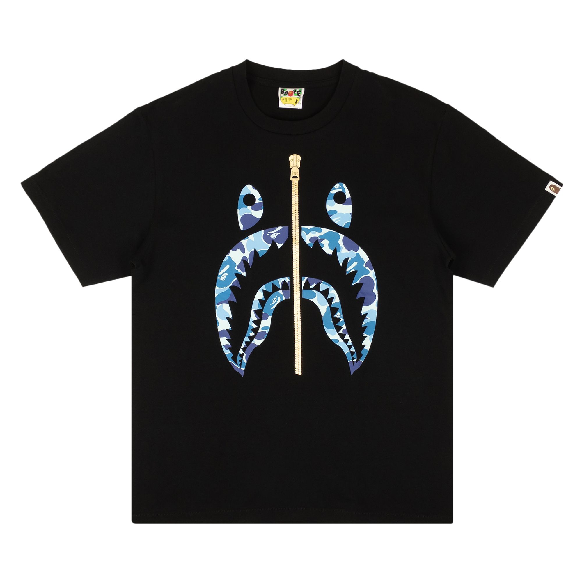 Pre-owned Bape Shark Camo Short-sleeve T-shirt 'black/blue' | Men's Size M