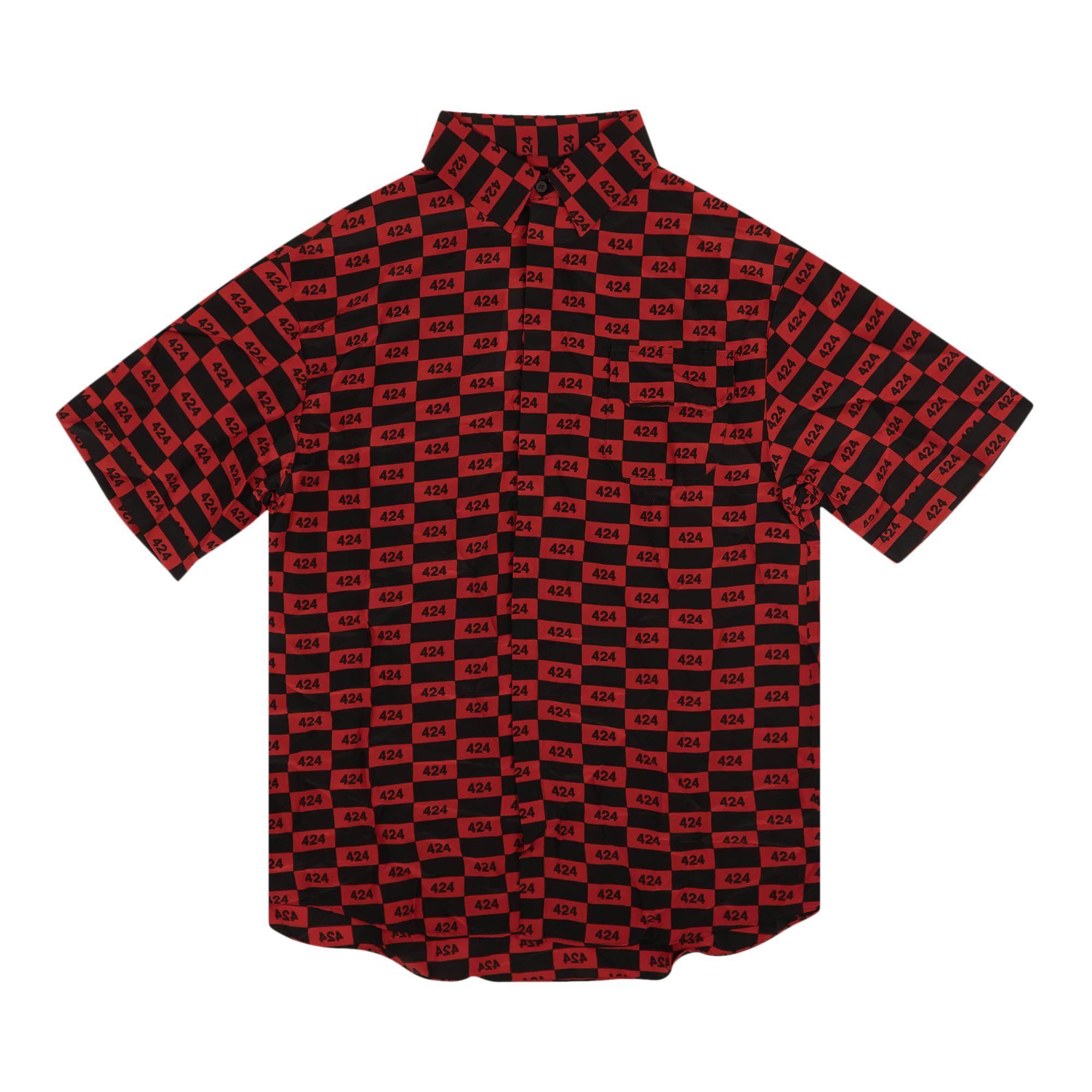 Pre-owned 424 Checked Logo Short-sleeve Shirt 'red/black'