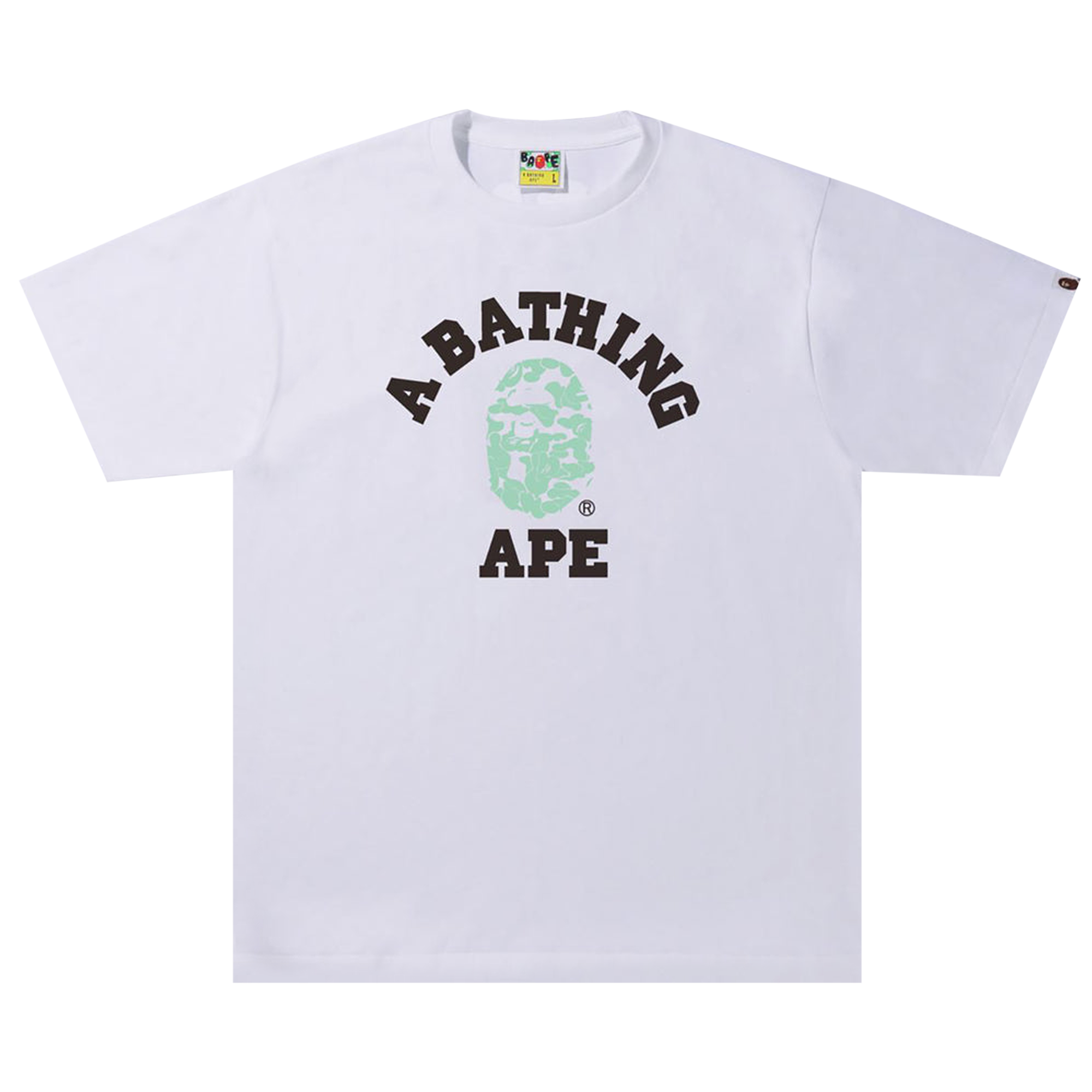 Pre-owned Bape Text Code Camo College Tee 'white'