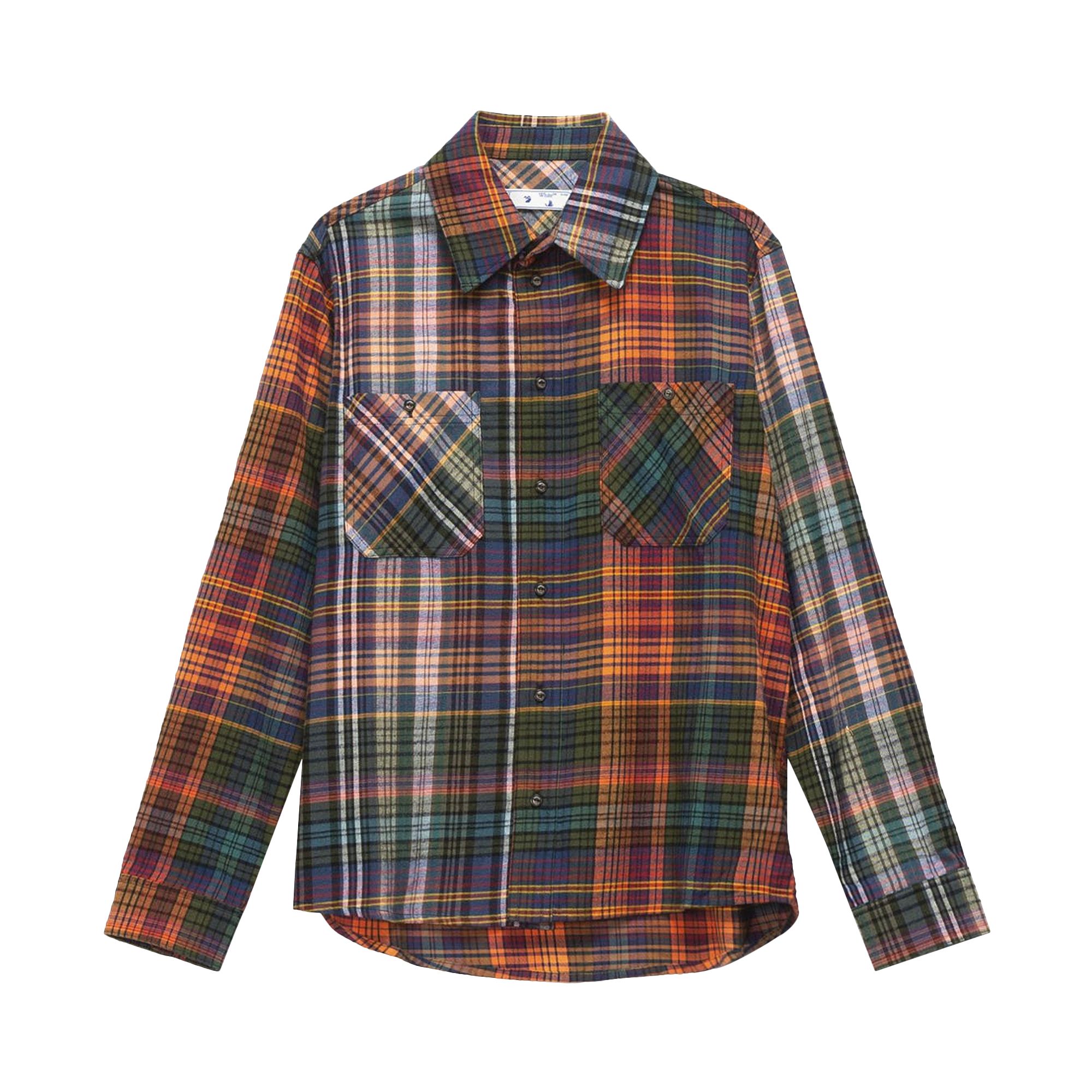 Off-White Stencil Flannel Check Shirt 'Orange/Black' | Men's Size L