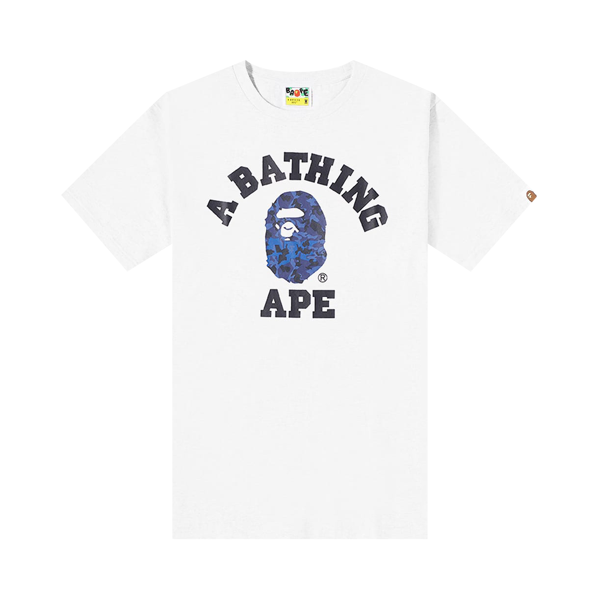 Pre-owned Bape Sand Camo College Tee 'white/navy'