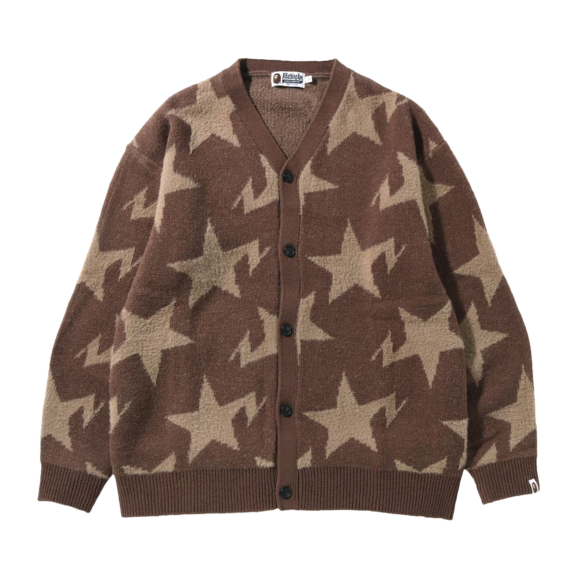 Pre-owned Bape Sta Pattern Relaxed Fit Knit Cardigan 'beige' In Cream