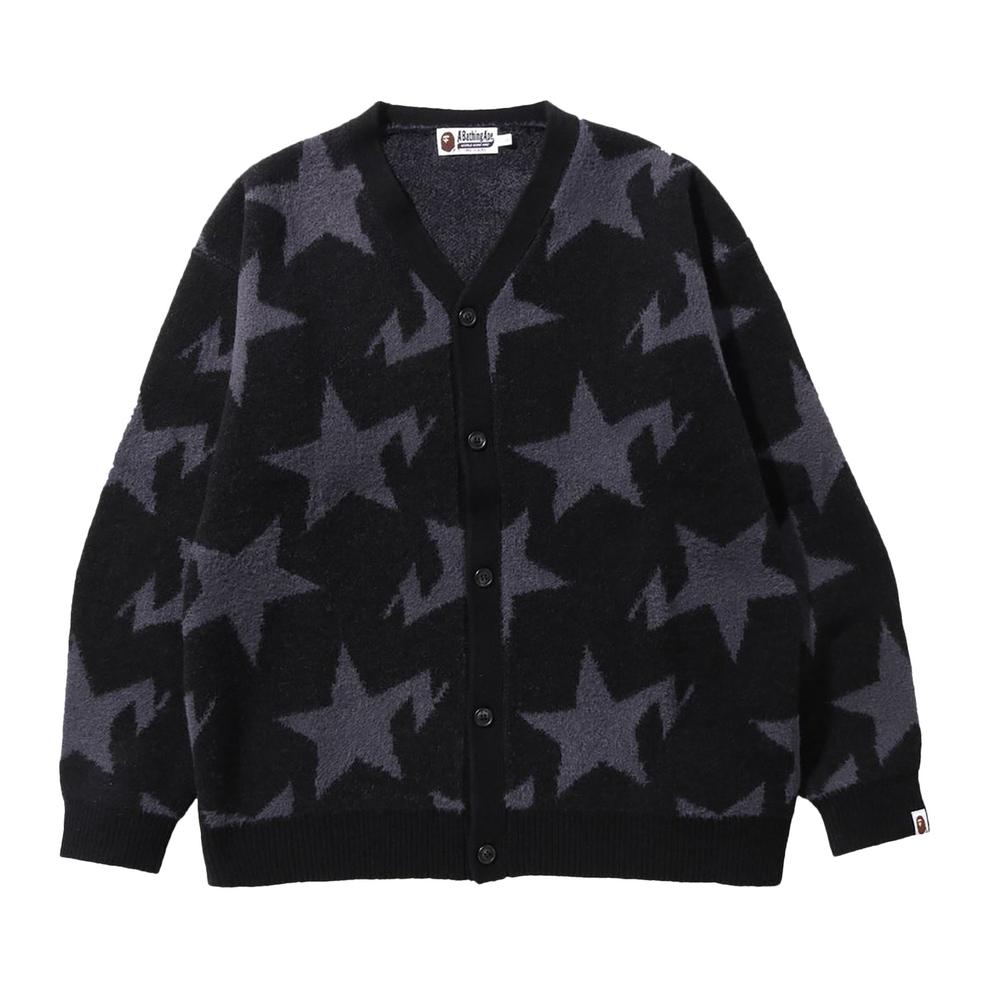 Pre-owned Bape Sta Pattern Relaxed Fit Knit Cardigan 'black' | Men's Size S