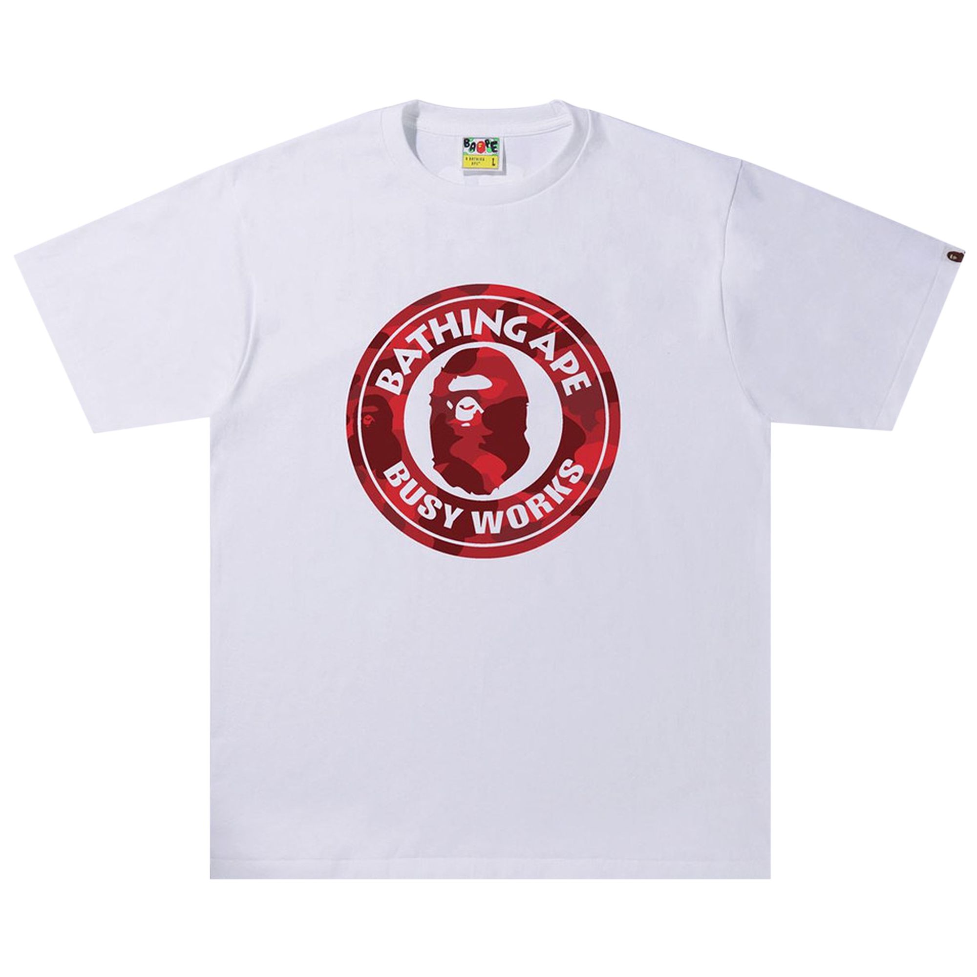 Pre-owned Bape Color Camo A Busy Works Tee 'white/red'