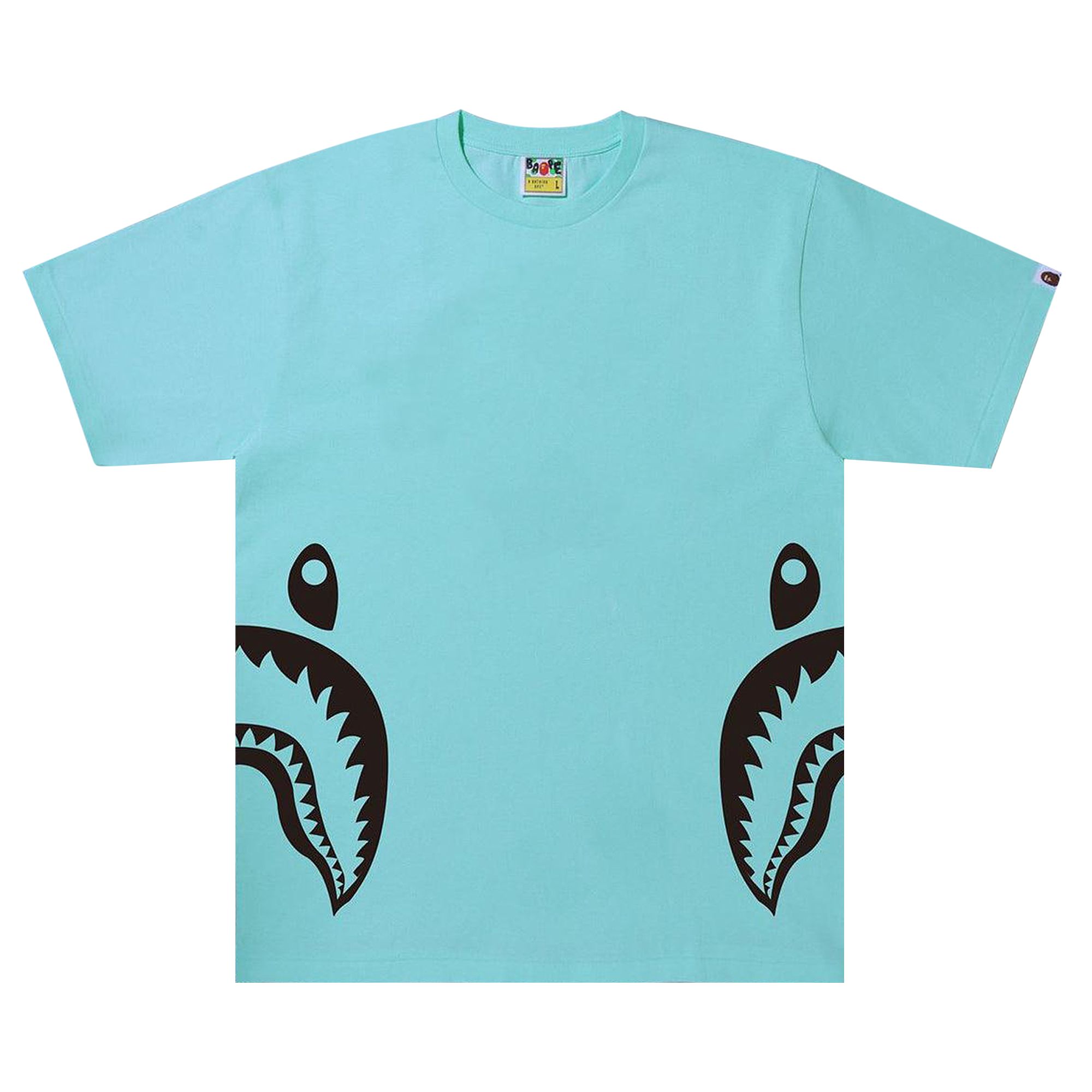 Pre-owned Bape Bicolor Side Shark Tee 'sax' | Blue | Men's Size M