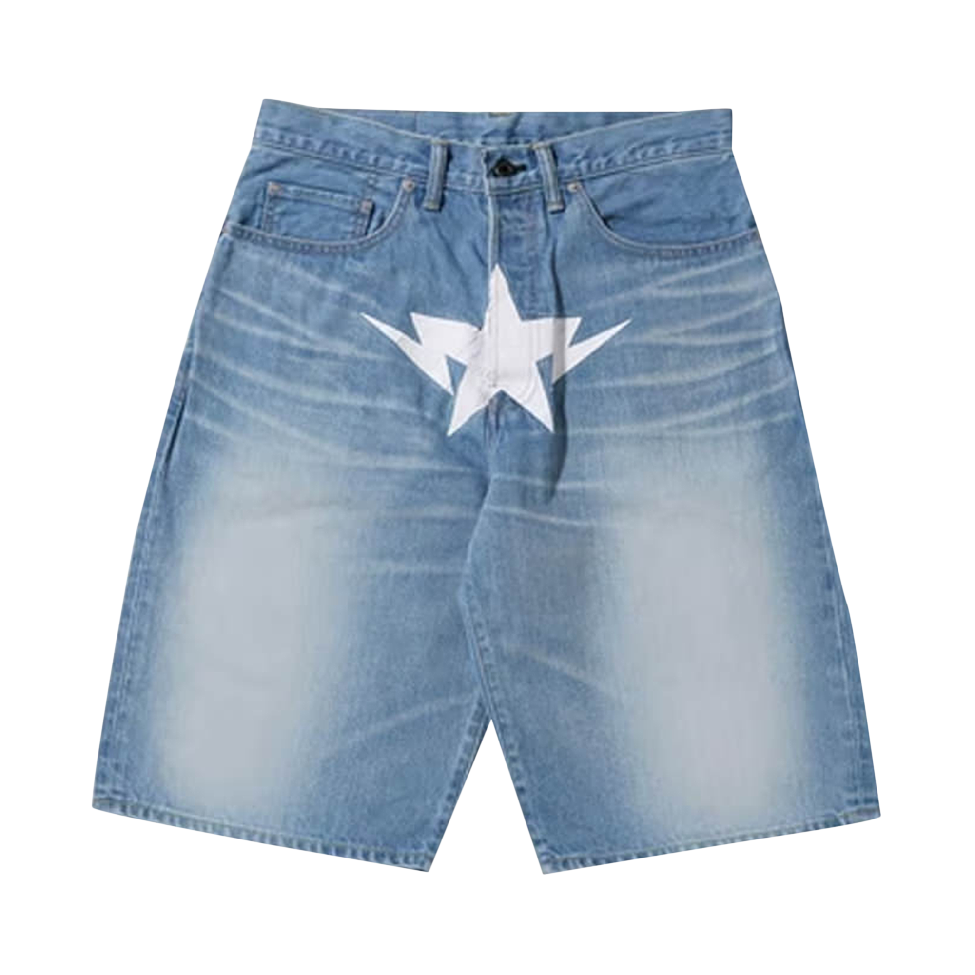 Pre-owned Bape Twin Sta Denim Shorts 'indigo' In Blue