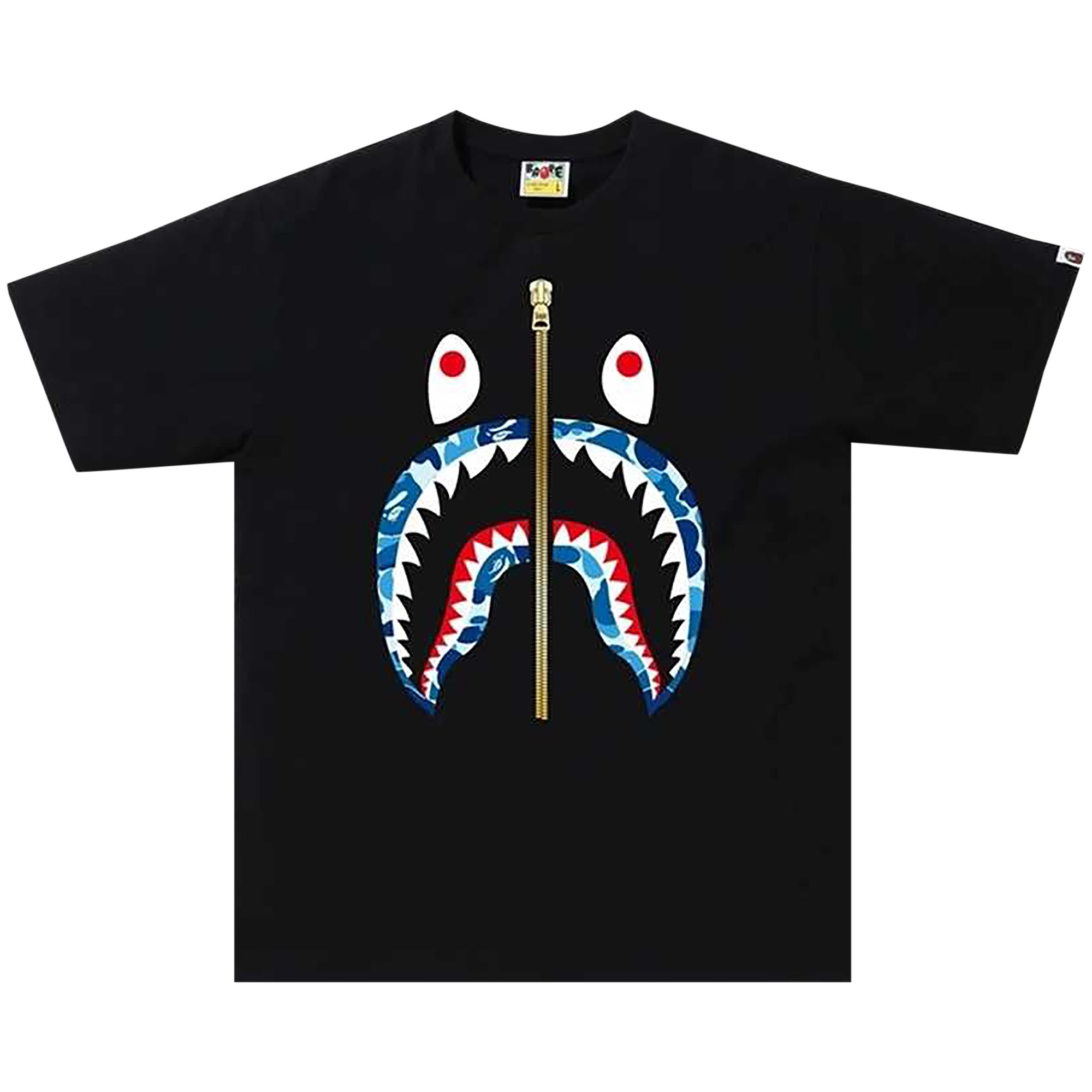 Pre-owned Bape Abc Camo Shark Tee 'black/blue'