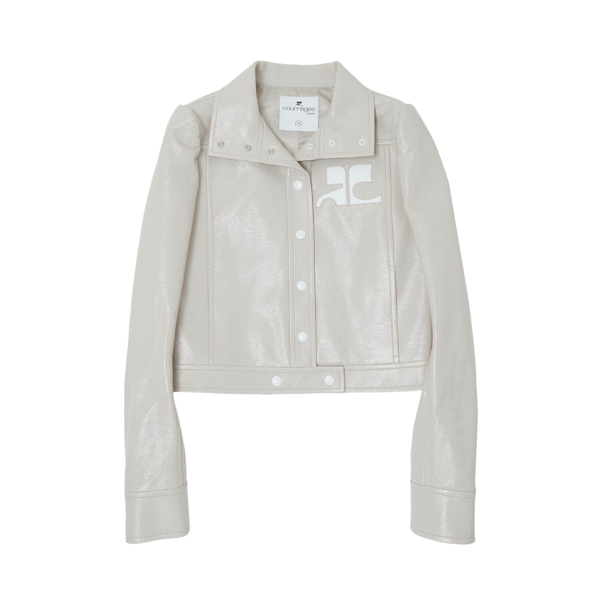 Pre-owned Courrèges Vinyl Jacket 'mastic Grey' | Women's Size 36