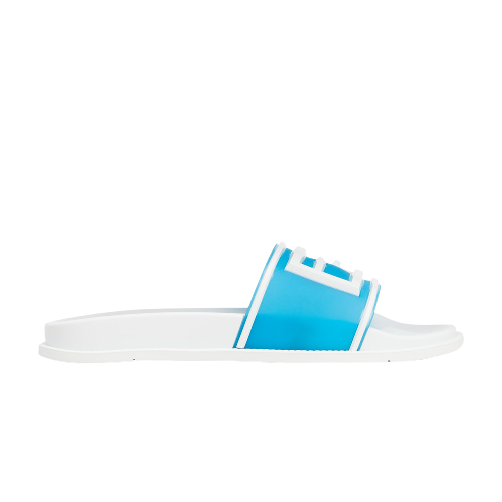 Pre-owned Fendi Slides 'transparent Blue Sea' In White