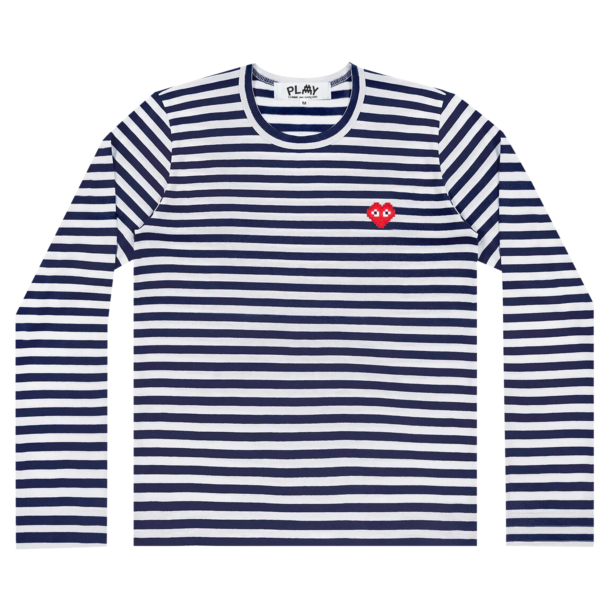 Pre-owned Comme Des Garçons Play Striped Long-sleeve T-shirt 'navy/white' In Blue