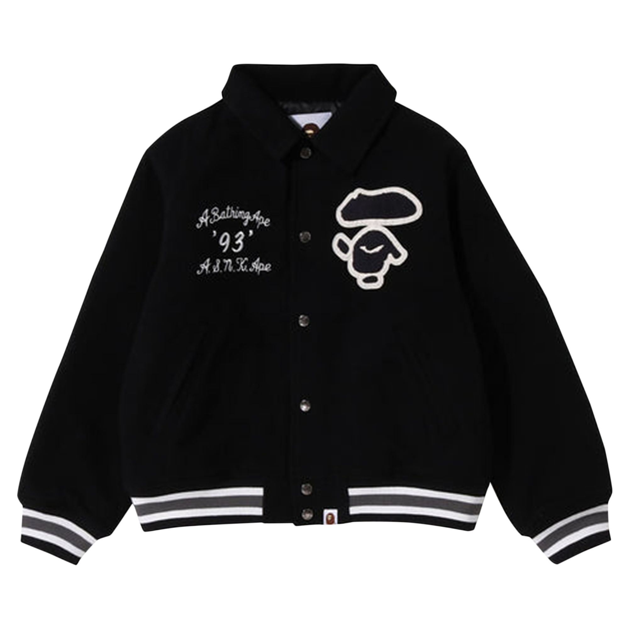 BAPE Melton Varsity Jacket 'Black' | Women's Size XS