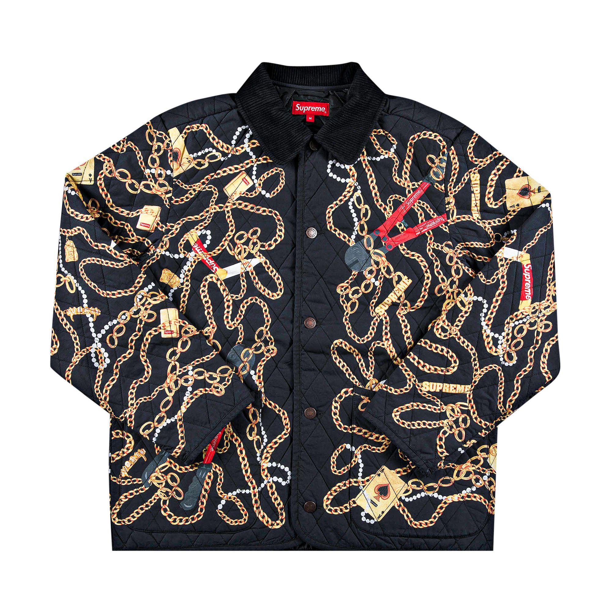 Supreme Chains Quilted Jacket 'Black' | Men's Size M