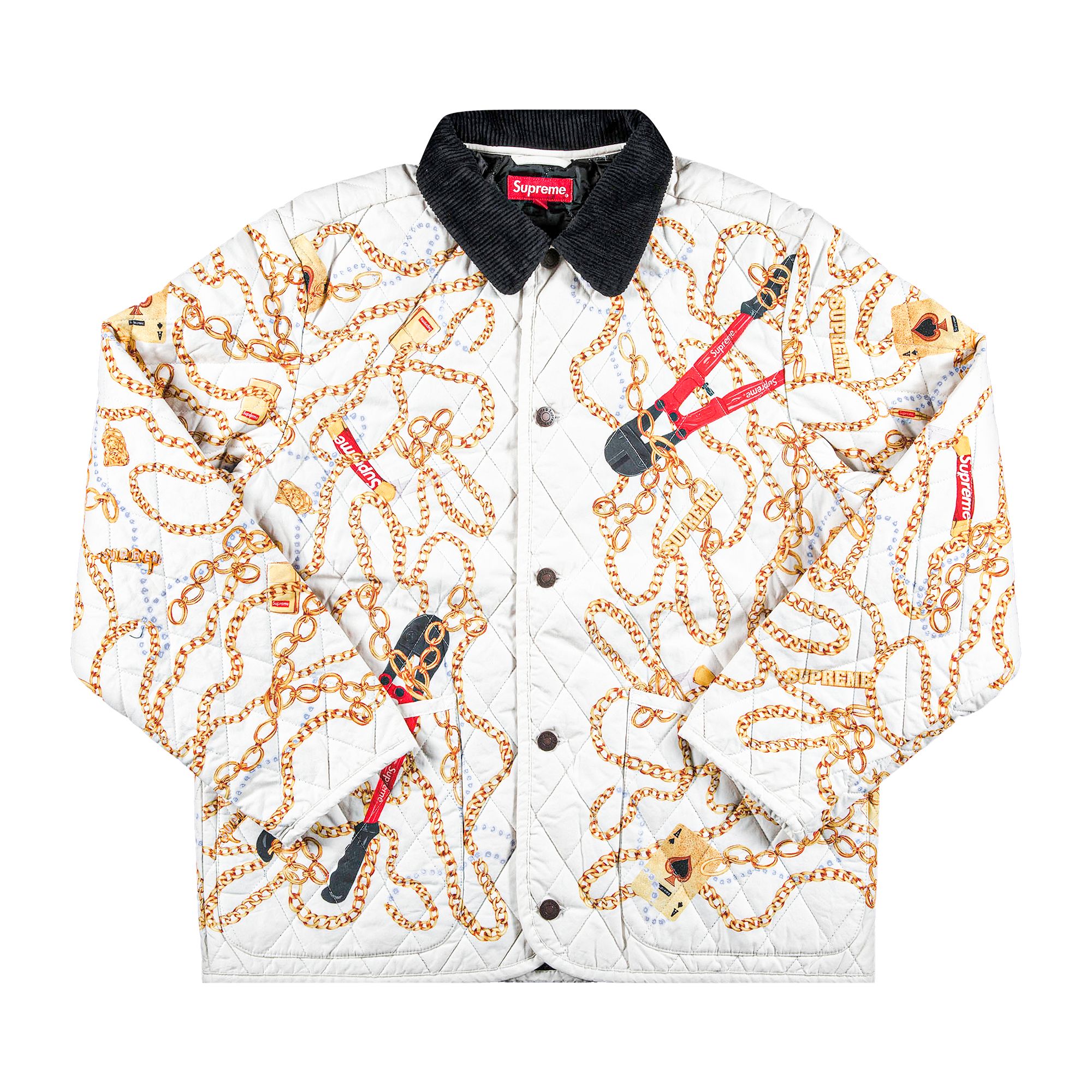 Supreme Chains Quilted Jacket 'White' | Men's Size L