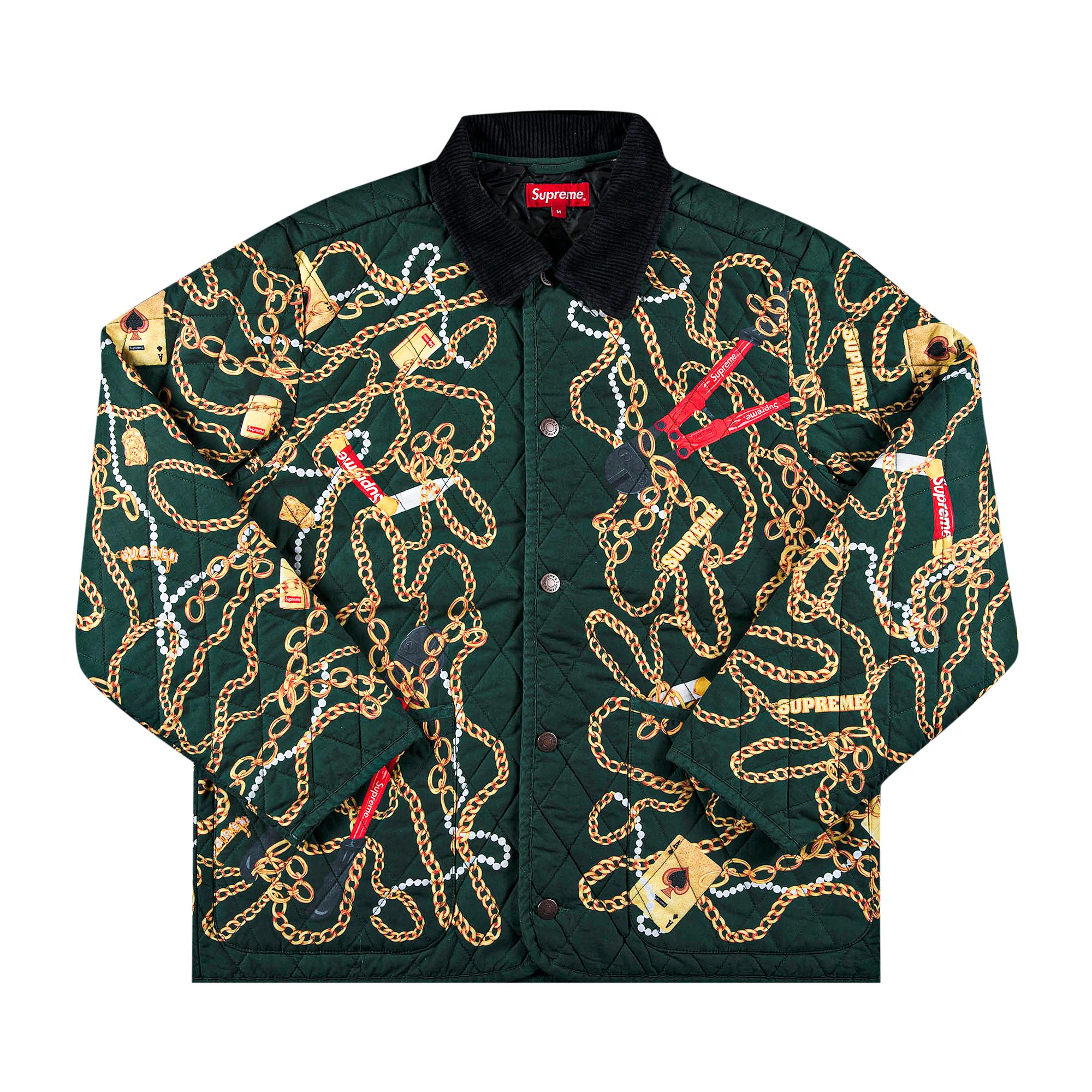 Supreme Chains Quilted Jacket 'Dark Green' | Men's Size L