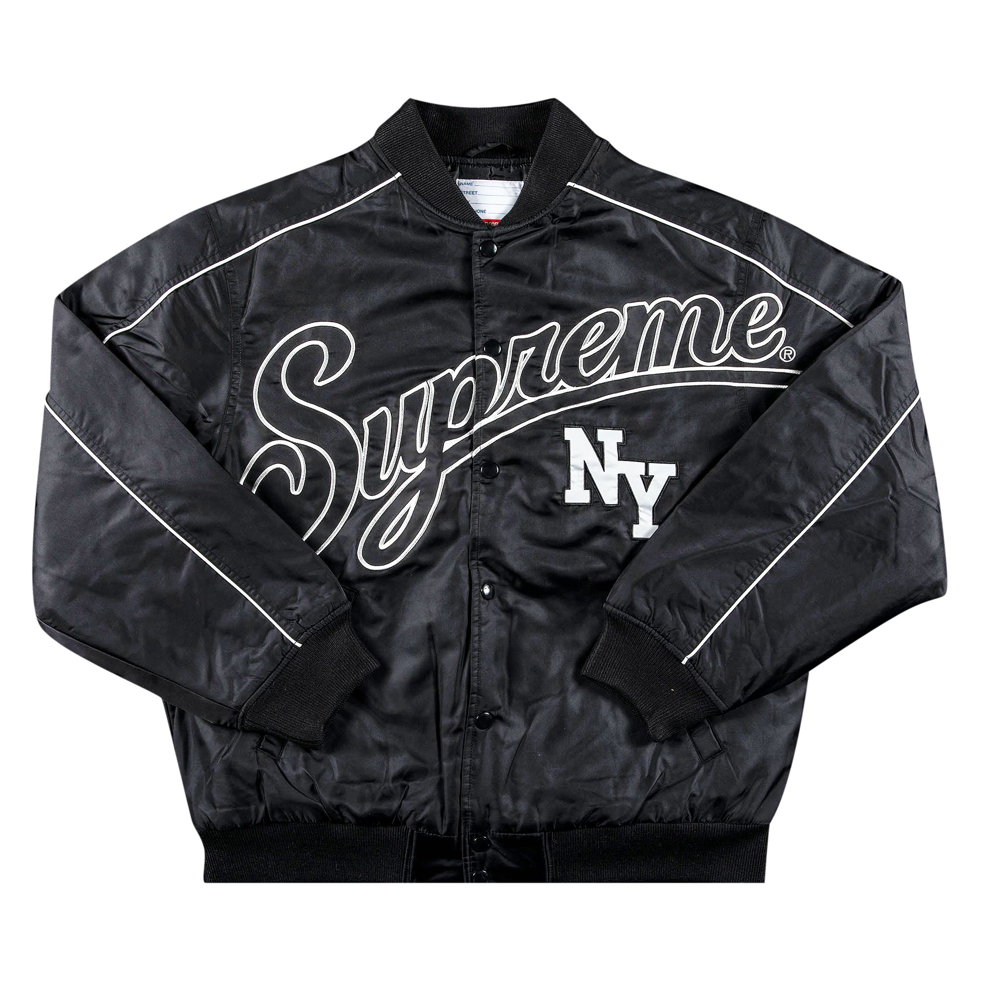 Pre-owned Supreme Contrast Script Varsity Jacket 'black'