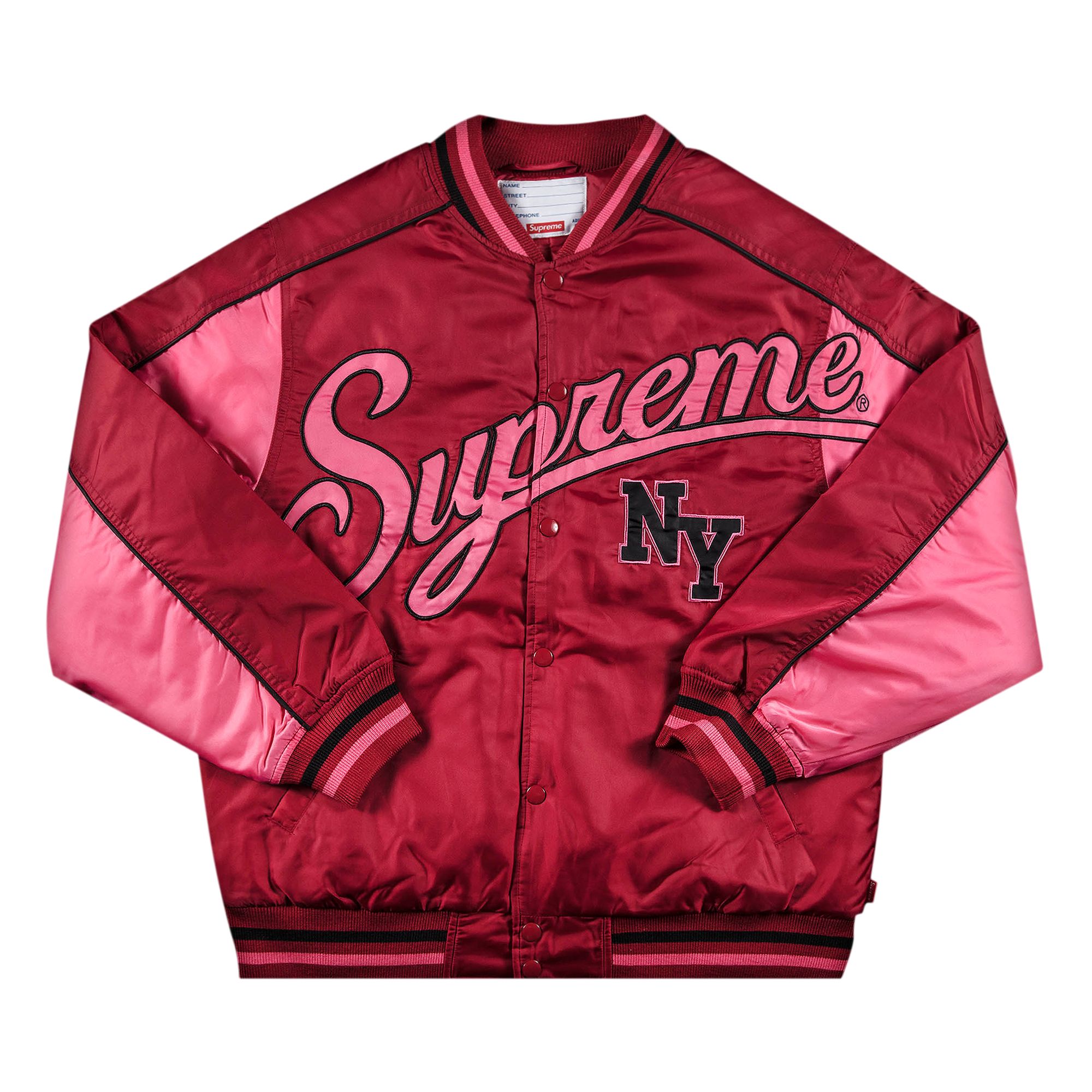 Supreme Contrast Script Varsity Jacket 'Red' | Men's Size L