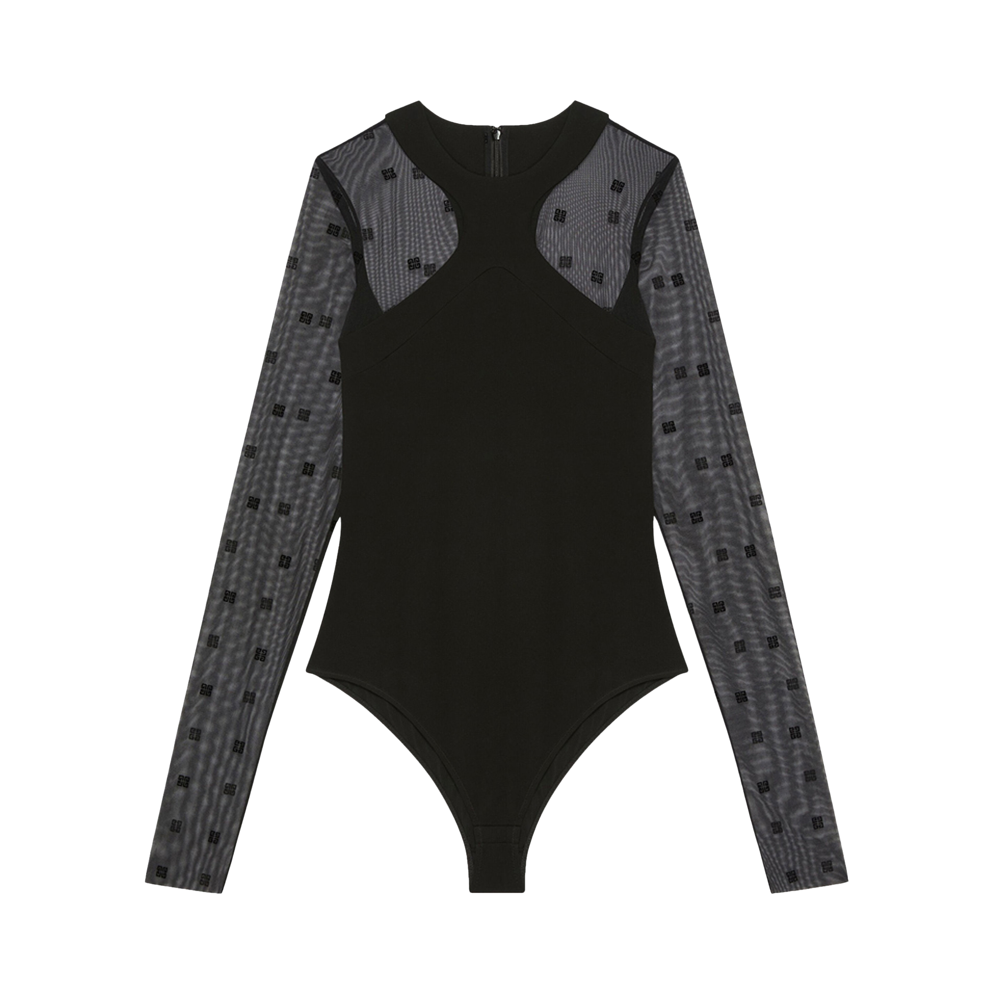 Pre-owned Givenchy Long-sleeve Bodysuit 4g Tulle 'black'
