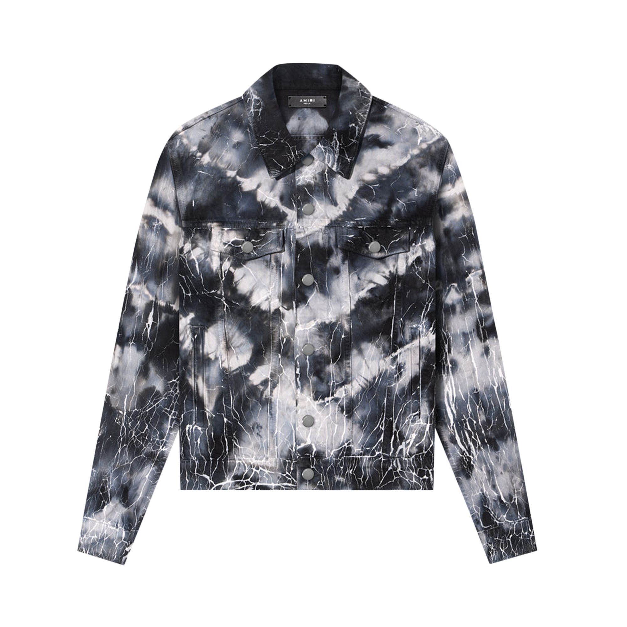 Pre-owned Amiri Cracked Tie Dye Trucker 'black' | Men's Size L