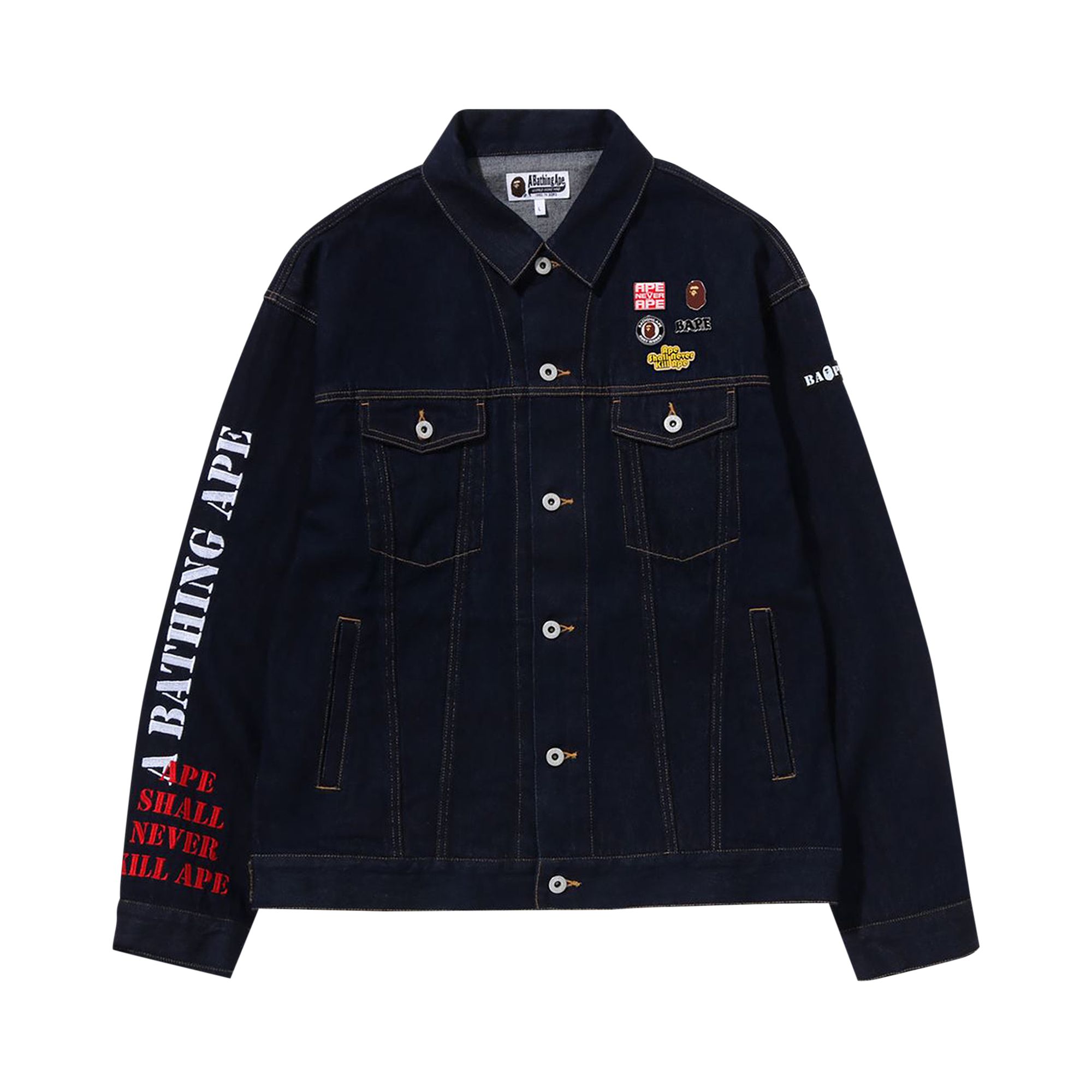 BAPE Multi Motif Loose Fit Denim Jacket 'Indigo' | Blue | Men's Size L