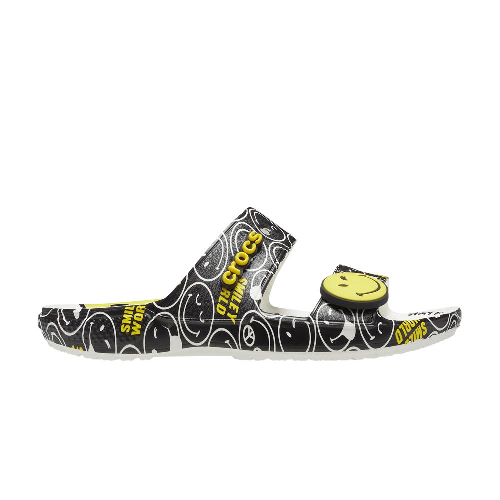 CROCS SMILEYWORLD X CLASSIC SANDAL 'BLACK WHITE'