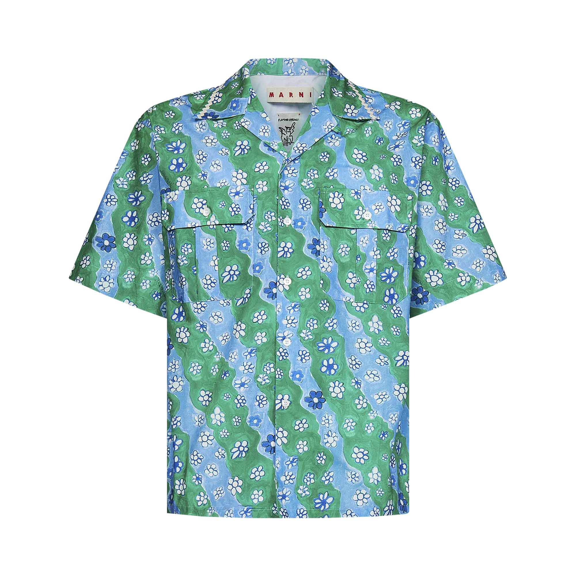 Pre-owned Marni Short-sleeve Bowling Shirt 'sea Foam' | Green | Men's Size 50