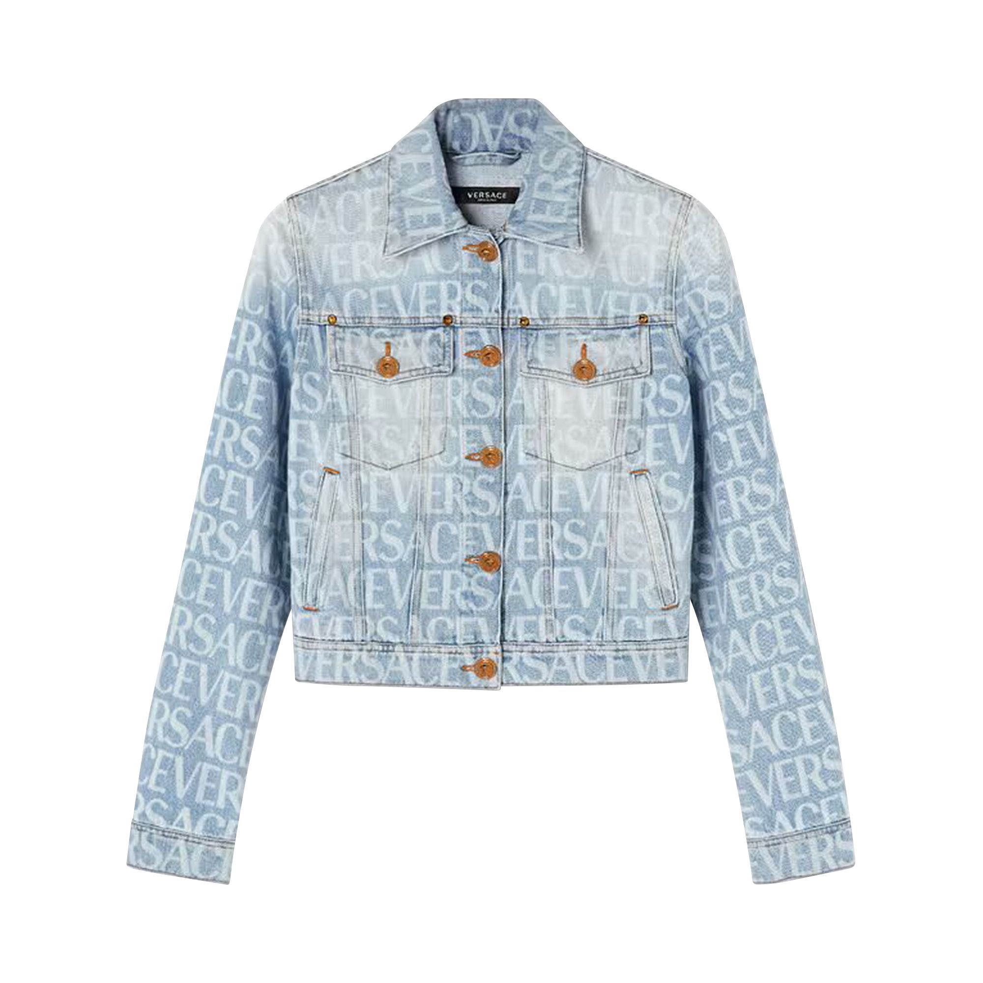 Pre-owned Versace Denim Jacket 'light Blue' | Women's Size 38