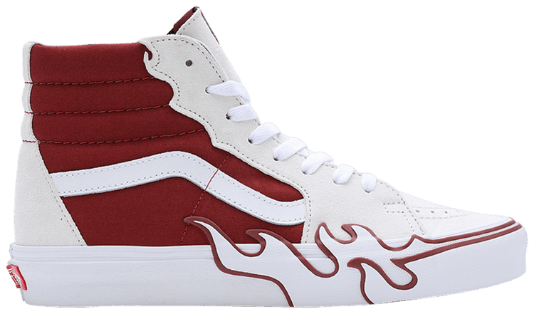 Vans sk8 on sale hi white flame