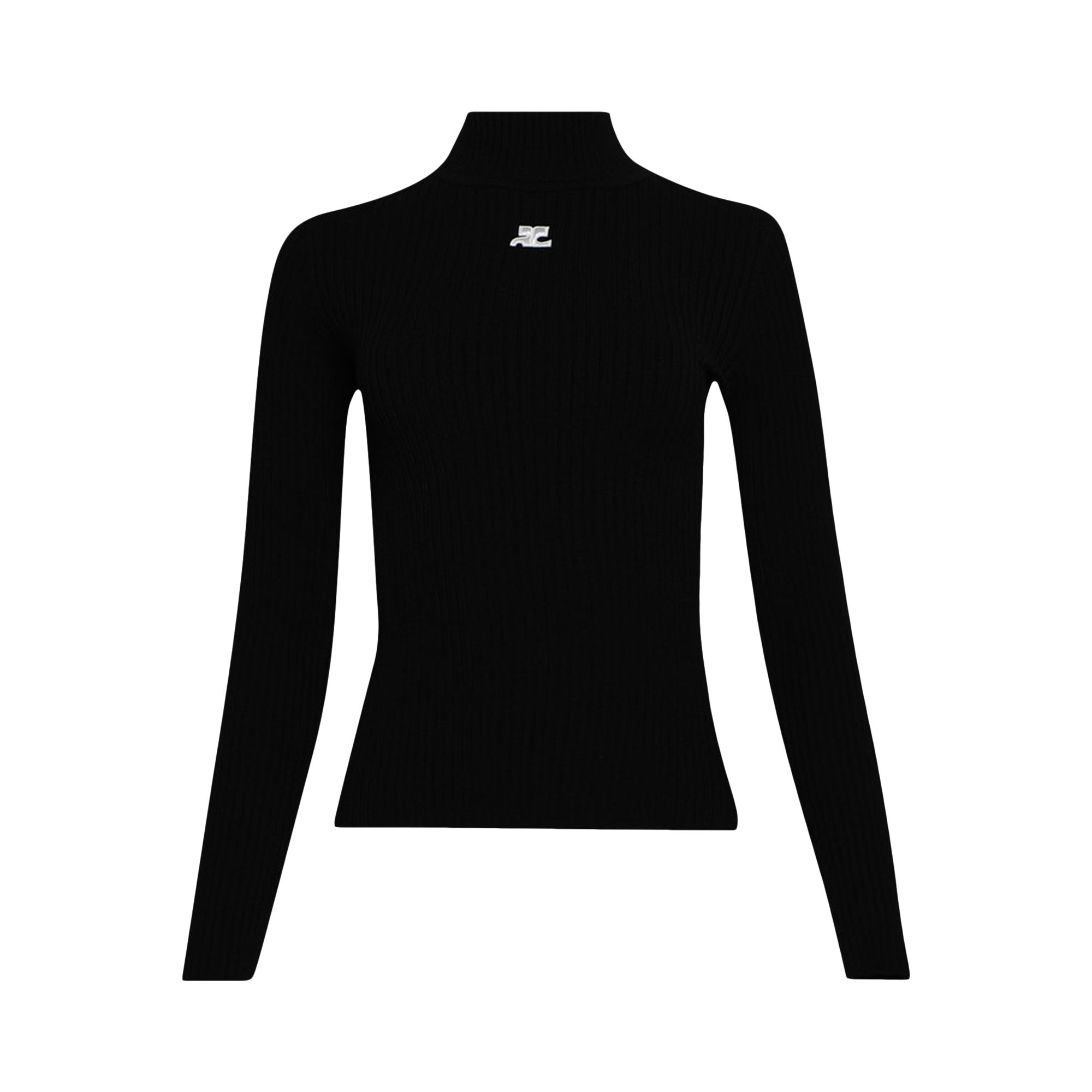 Courrèges Mockneck Rib Knit Sweater 'Black' | Women's Size S