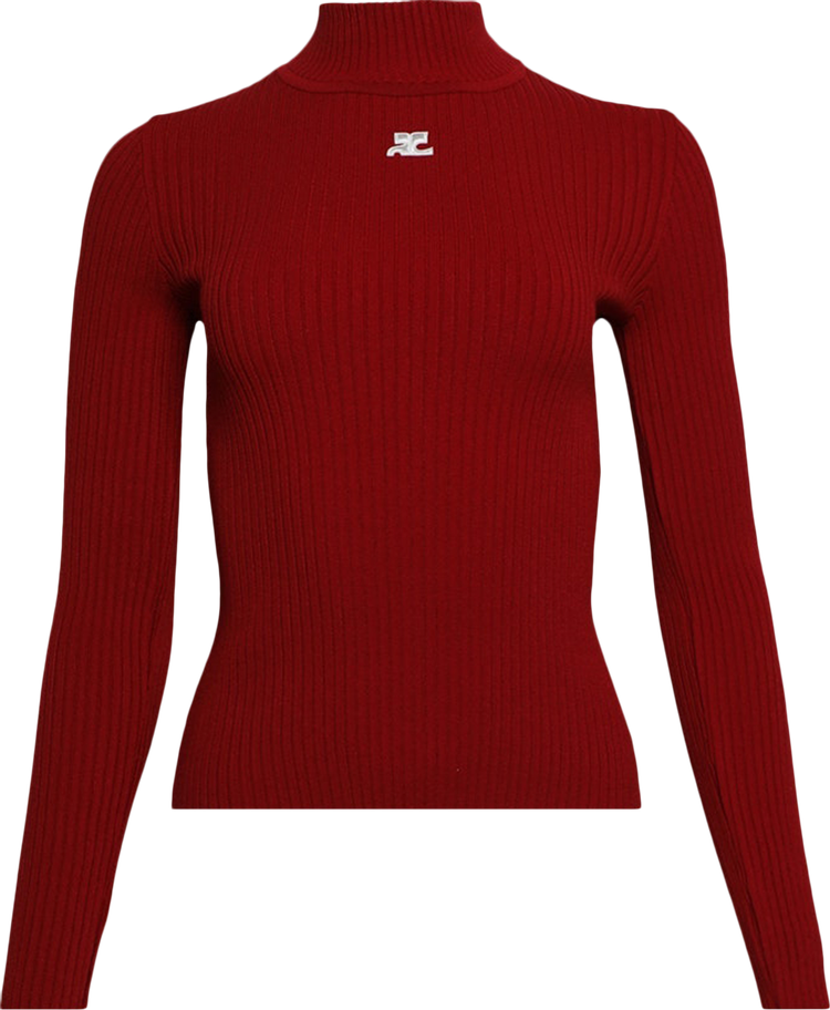 Courrèges Mockneck Rib Knit Sweater 'Red'