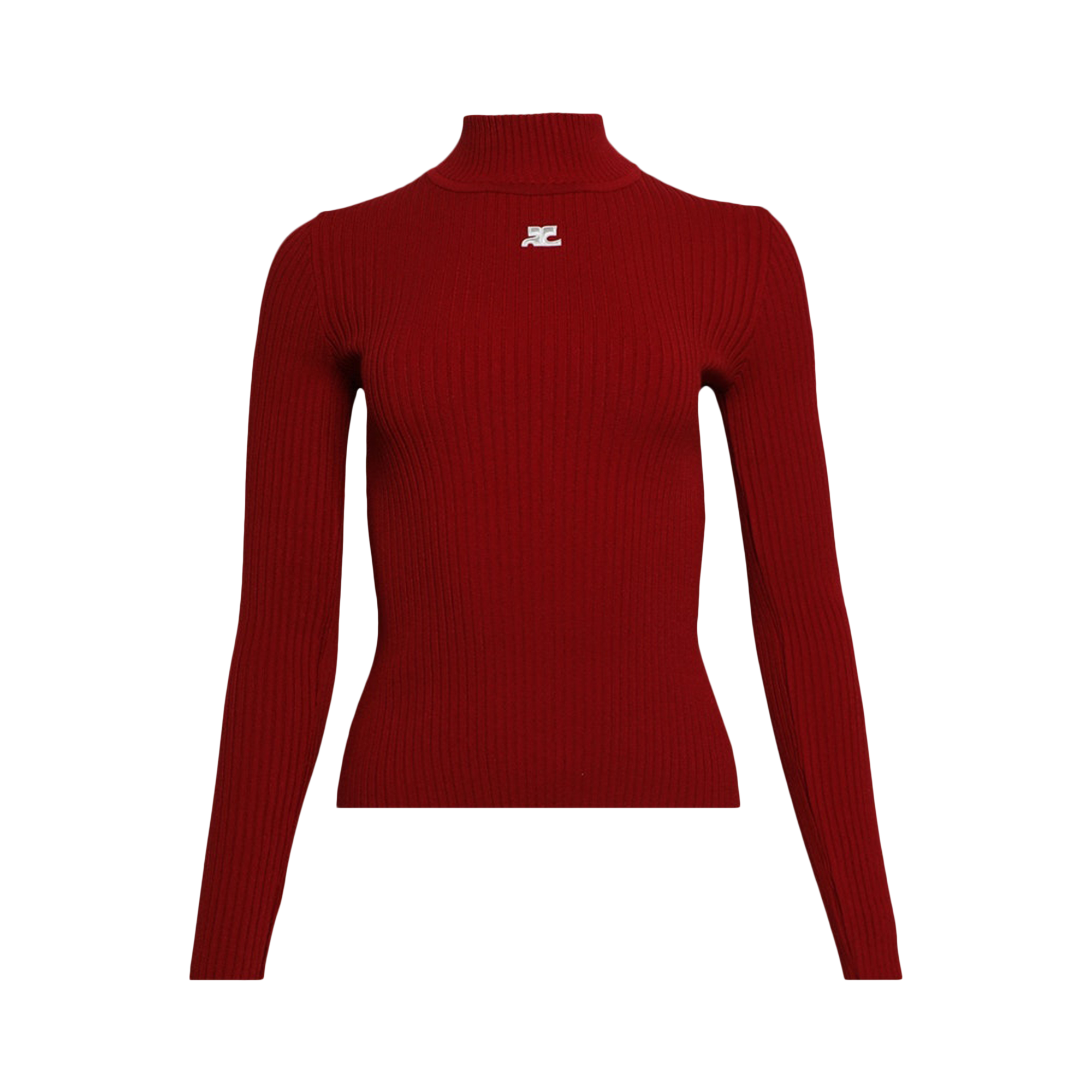Pre-owned Courrèges Mockneck Rib Knit Sweater 'red'
