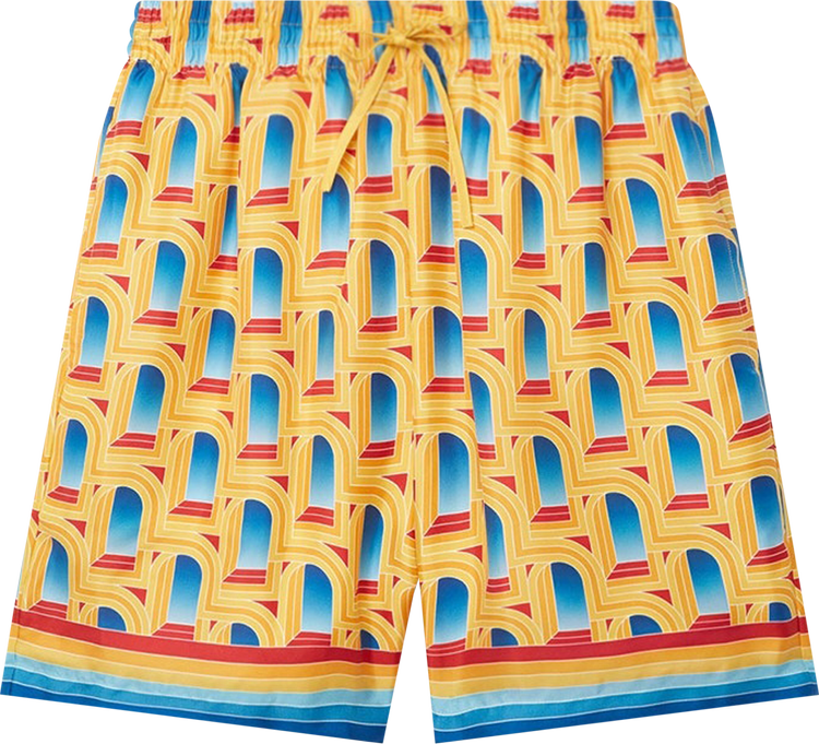 Casablanca L'Arche De Jour Silk Drawstring Shorts 'Multicolor'