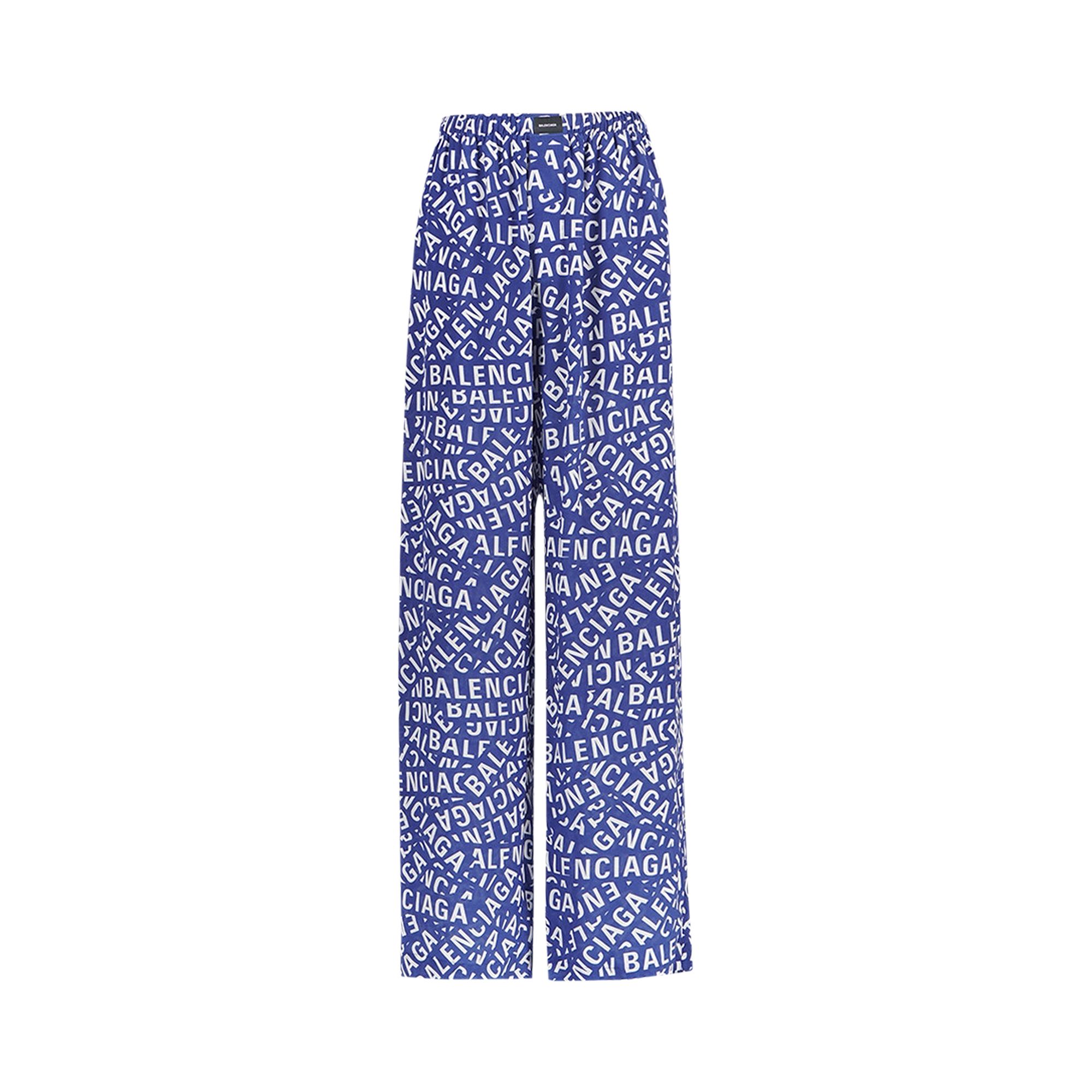 Pre-owned Balenciaga Bb Monogram Pajama Pants 'blue/dirty White' | Men's Size 44