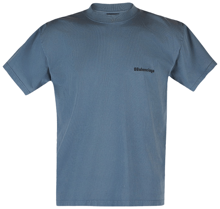 Balenciaga BB Center Logo Tee Washed BlueBlack