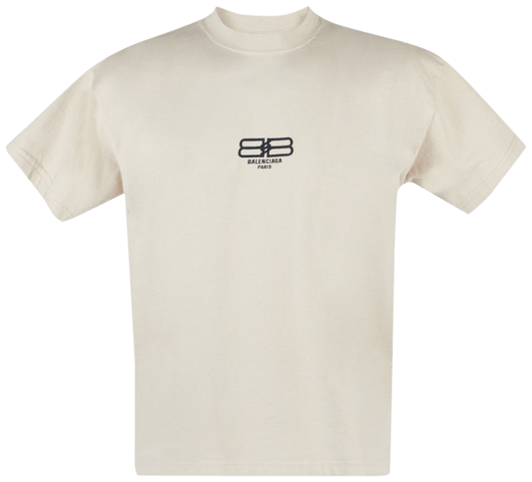 BALENCIAGA Tシャツ 612966 TMVG7 メンズ Buy Balenciaga BB Center Logo Tee 'Beige/Black' - 612966