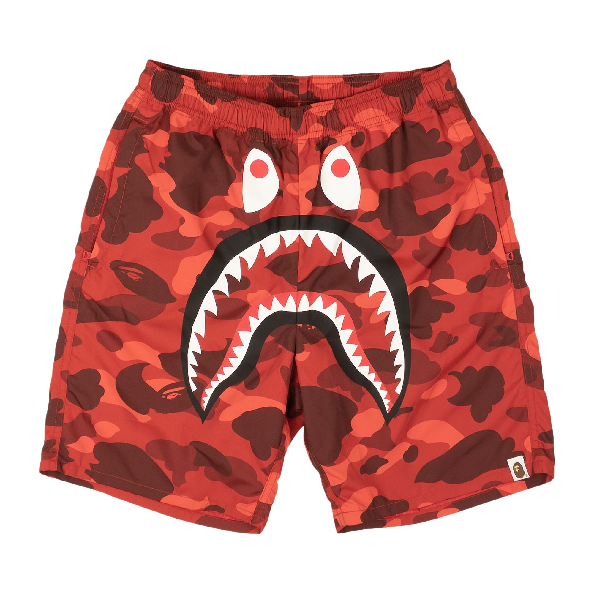 Pre-owned Bape Camo Shark Beach Swim Shorts 'red' | Men's Size S