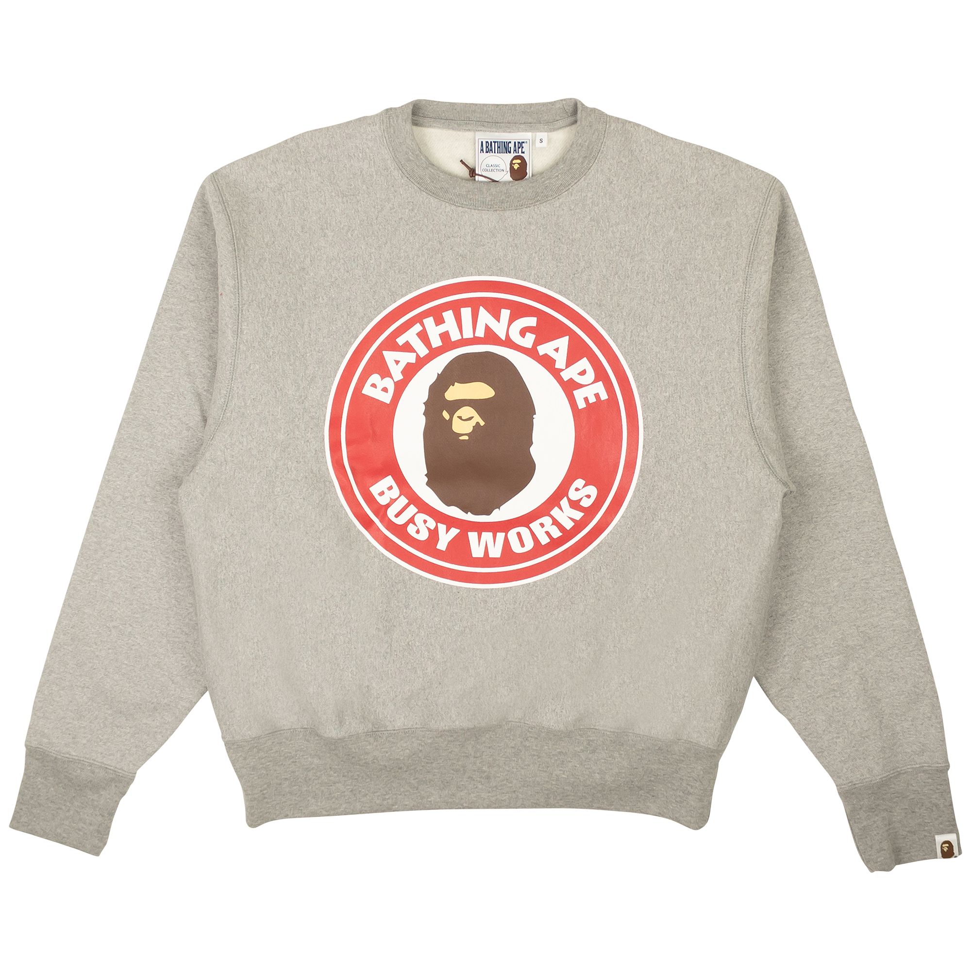 Pre-owned Bape Classic Busy Works Crewneck Sweatshirt 'heather Grey' | Men's Size S