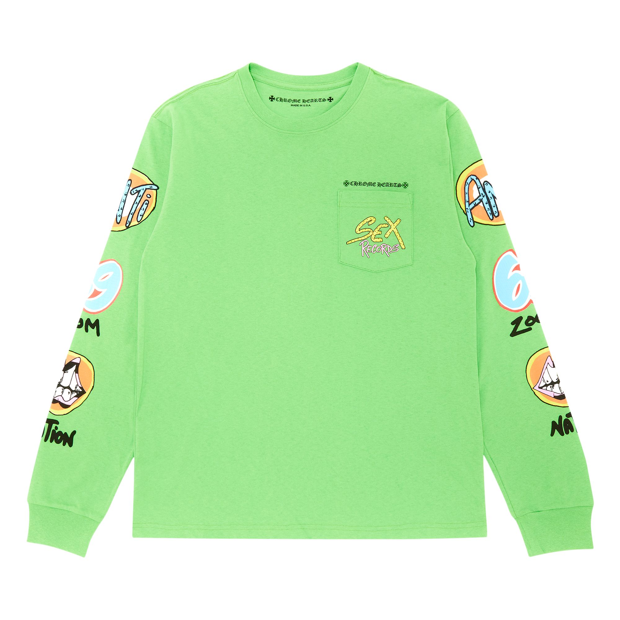Pre-owned Chrome Hearts X Matty Boy Sex Records Long-sleeve T-shirt 'green'