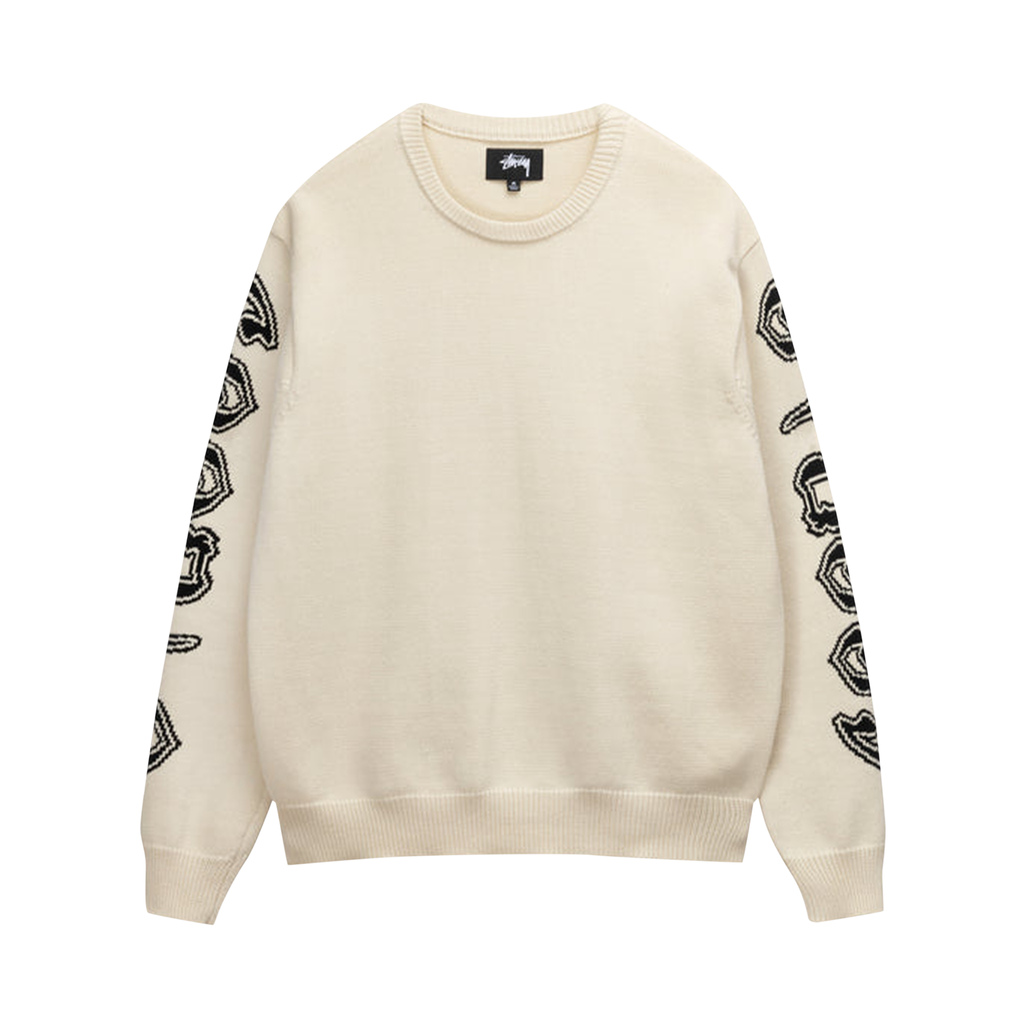 Pre-owned Stussy Sleeve Logo Sweater 'natural' In Cream