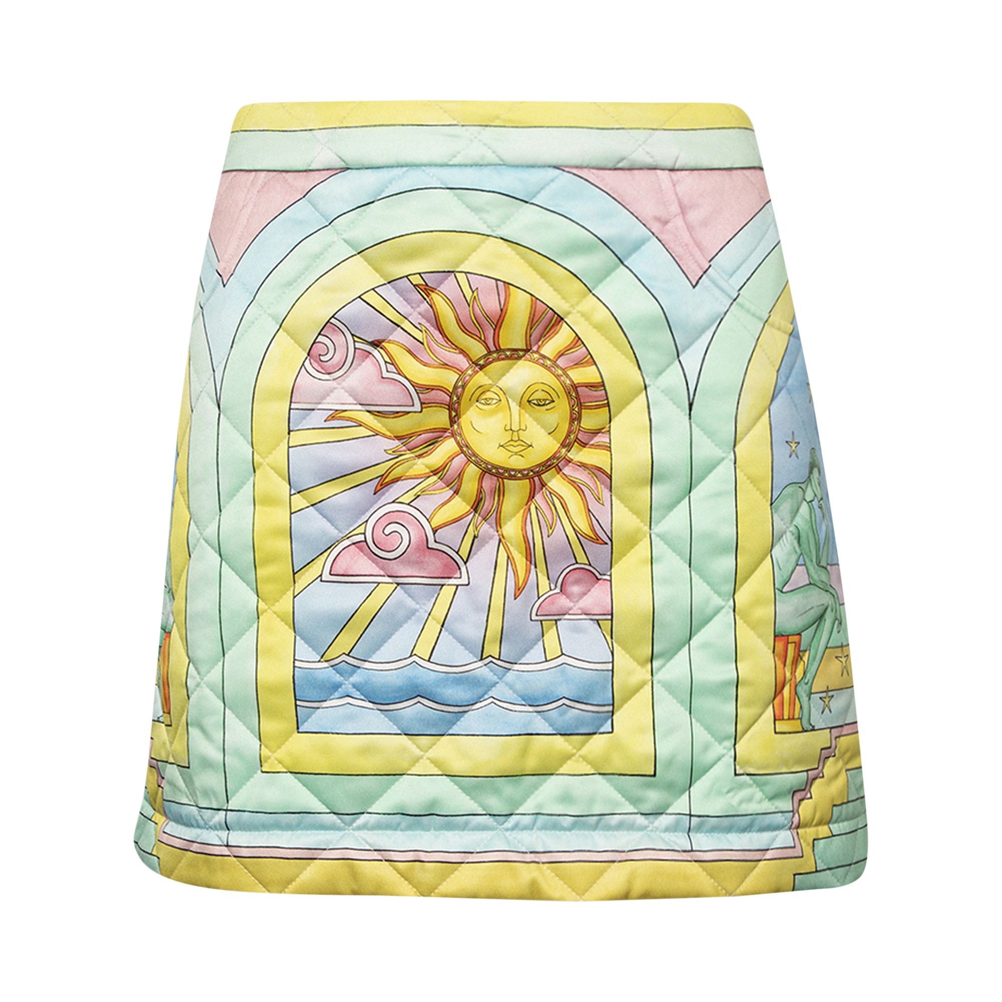 Pre-owned Casablanca Quilted Curved Hem Mini Skirt 'art Deco/multicolor' | Multi-color | Women's Size 38