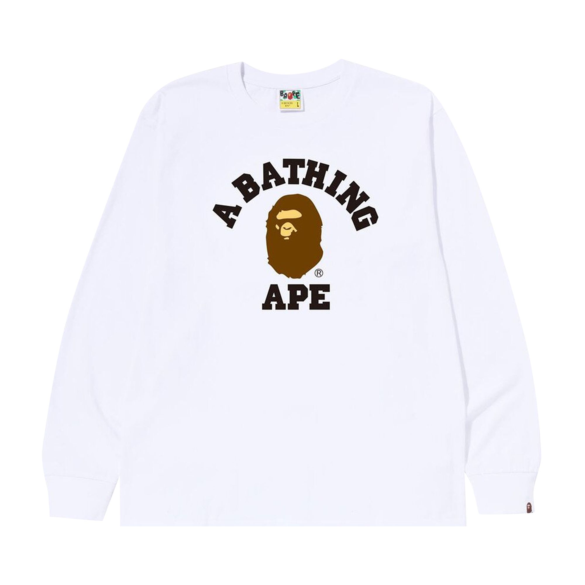 Pre-owned Bape College Long-sleeve Tee 'white'