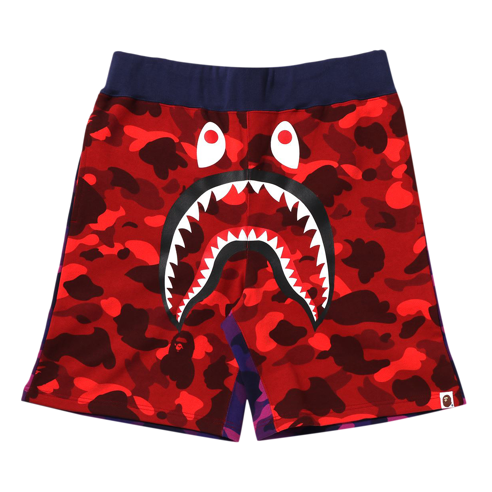 Pre-owned Bape Crazy Camo Shark Sweat Shorts 'red'