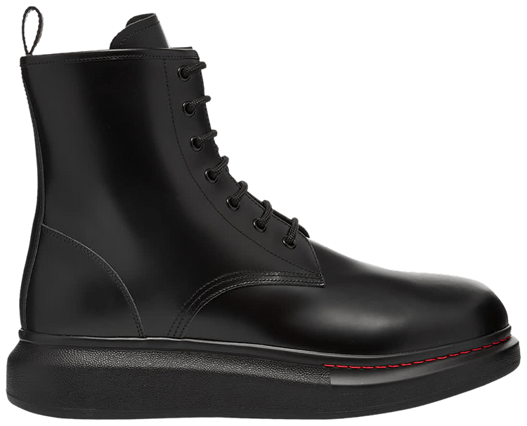 Buy Alexander McQueen Leather Wedge Lace-Up Boot 'Black
