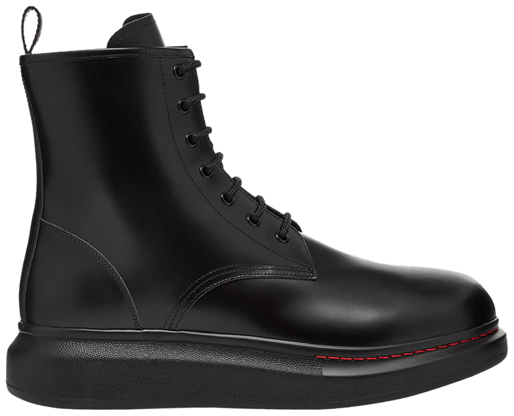 Alexander McQueen Leather Wedge Lace-Up Boot 'Black'