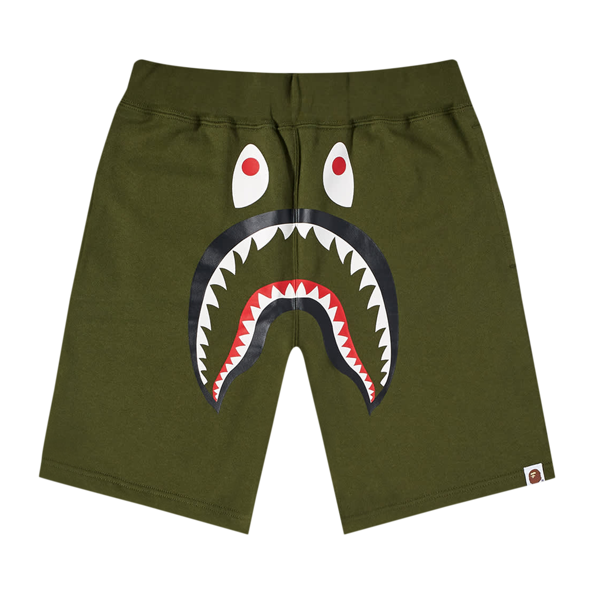 Pre-owned Bape Shark Sweatshorts 'olive/olive Drab' In Green
