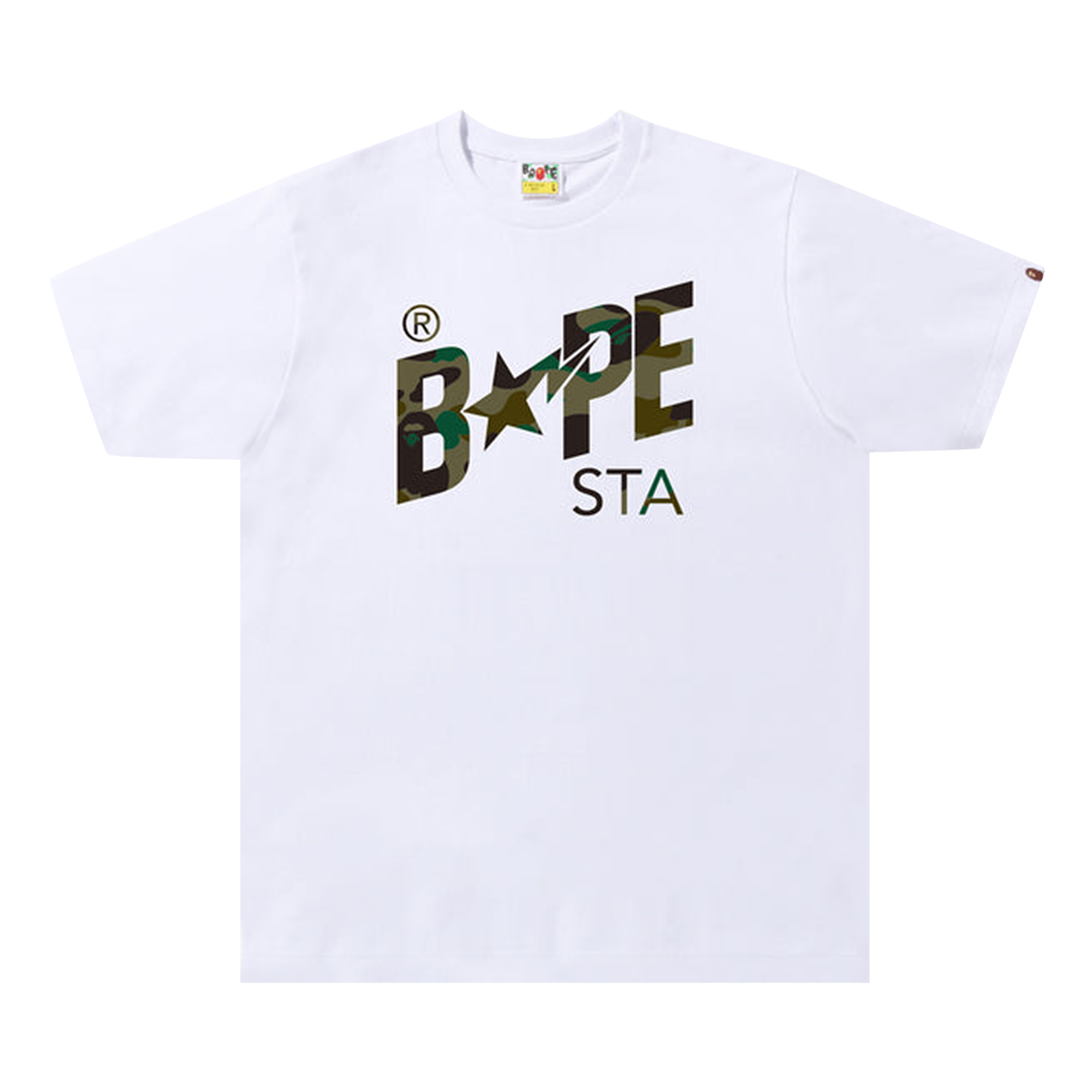 Pre-owned Bape Sta 1st Camo Logo Tee 'white/green'