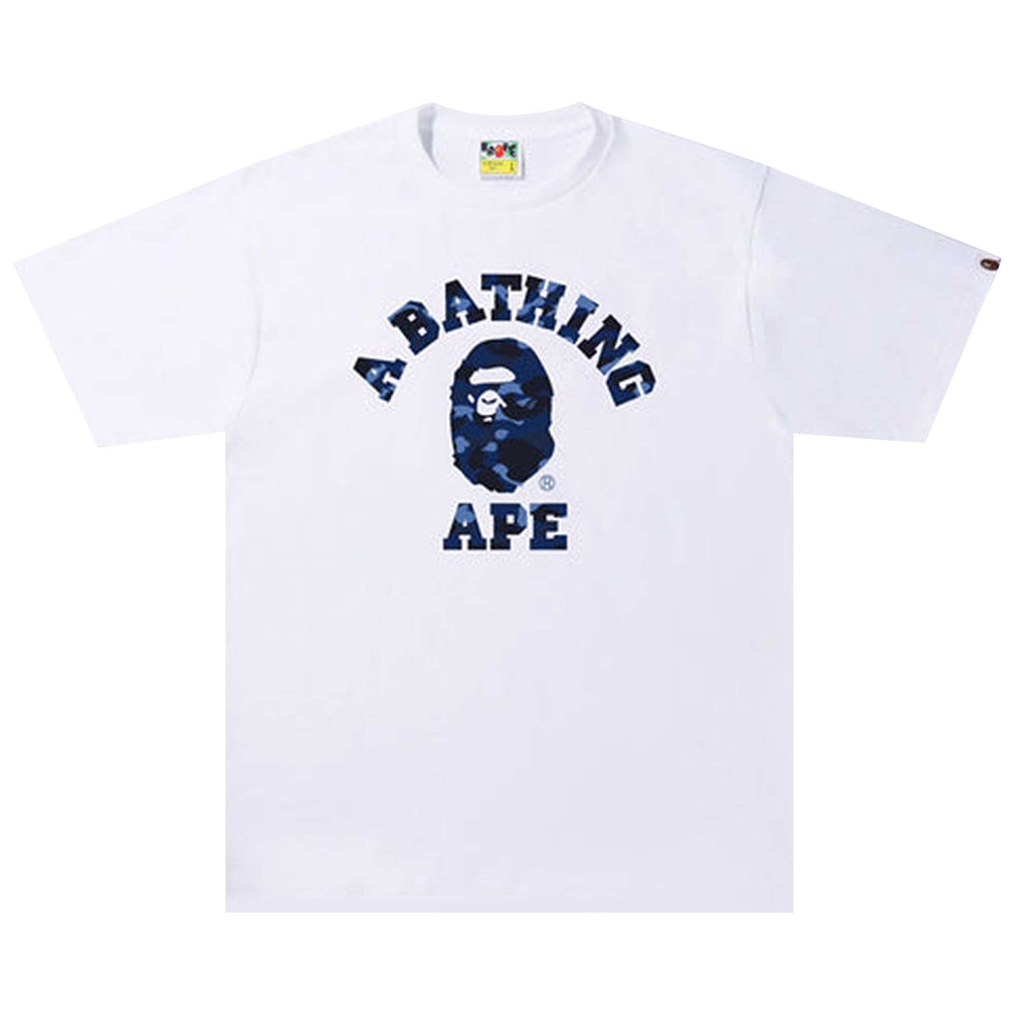 Pre-owned Bape Color Camo College Tee 'white/navy'