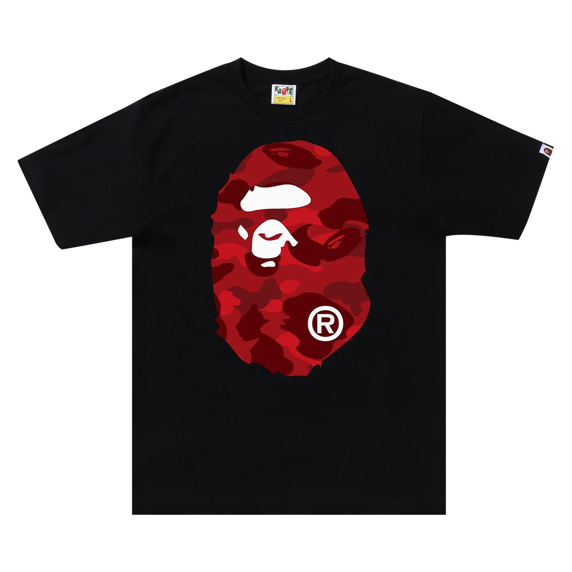 Pre-owned Bape Color Camo Big Ape Head Tee 'black/red'