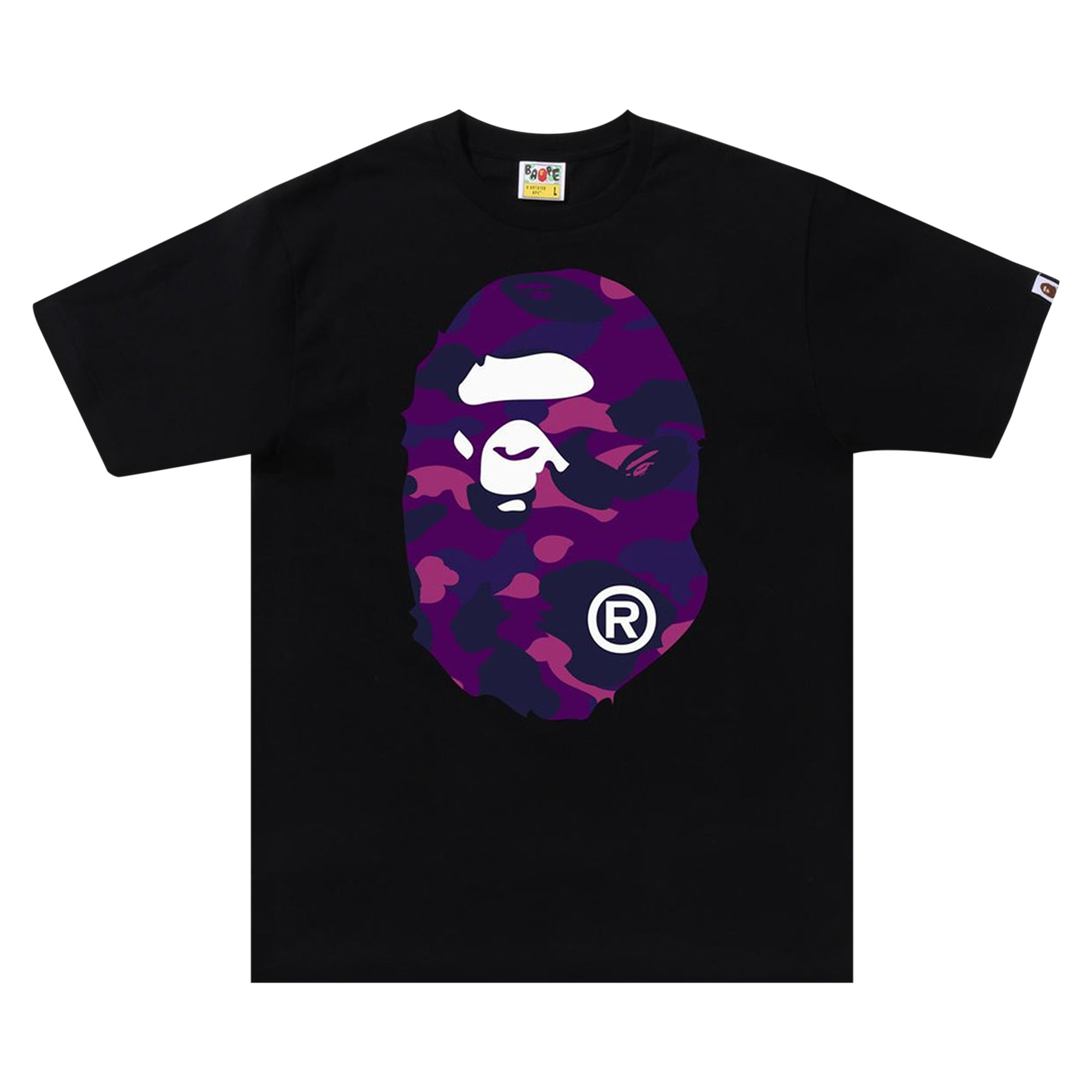 Pre-owned Bape Color Camo Big Ape Head Tee 'black/purple'