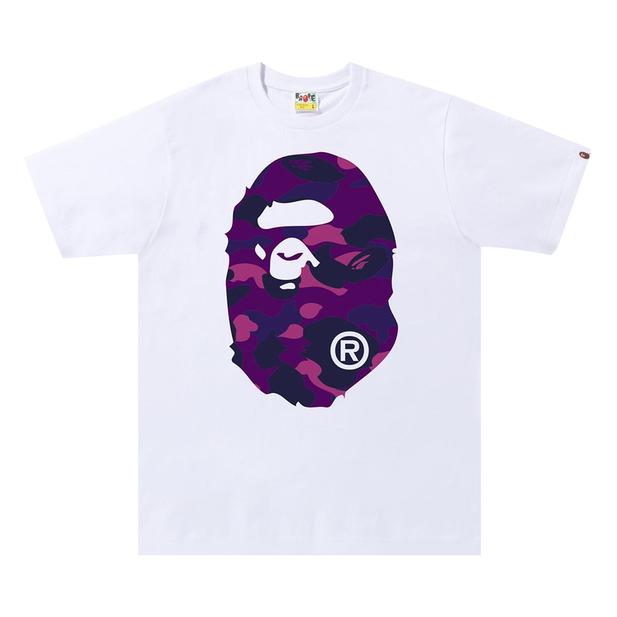 Pre-owned Bape Color Camo Big Ape Head Tee 'white/purple'